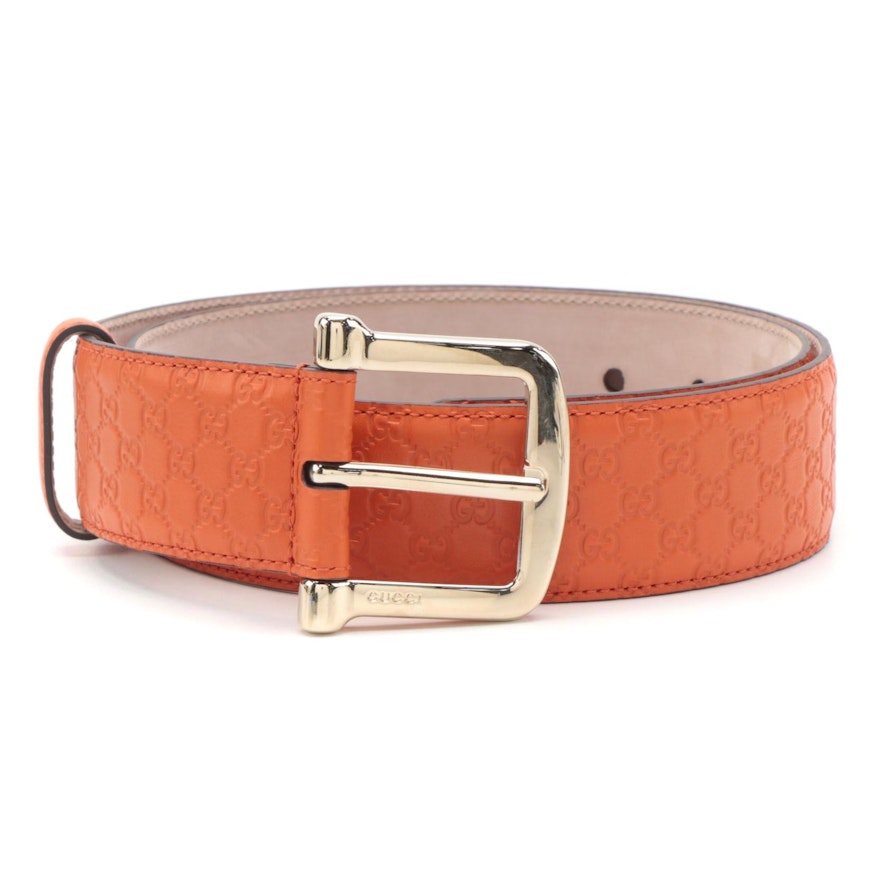Gucci Orange Microguccissima Leather Belt