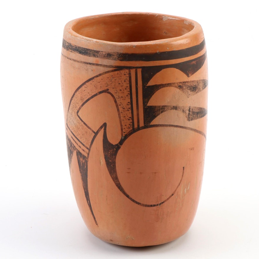 Hopi Pueblo Black-on-Red Earthenware Vase, 1930s