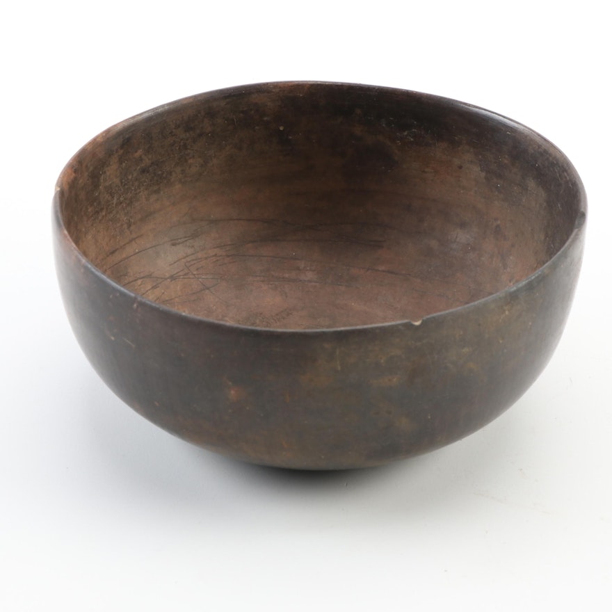 Pre-Columbian Michoacán Burnished Black Ceramic Bowl, 100-300 C.E.