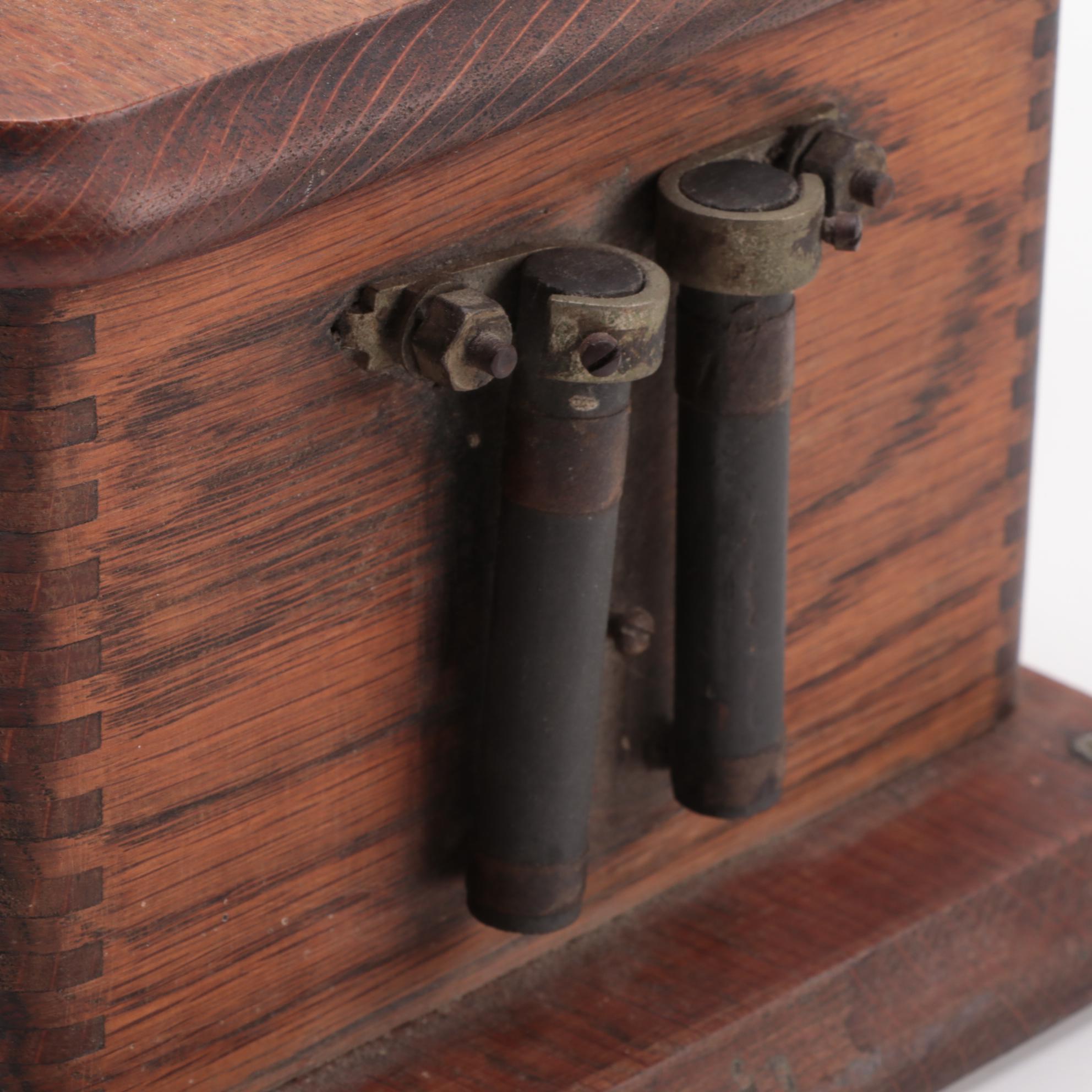 American Electric Oak Wood Wall Telephone, Early 20th Century