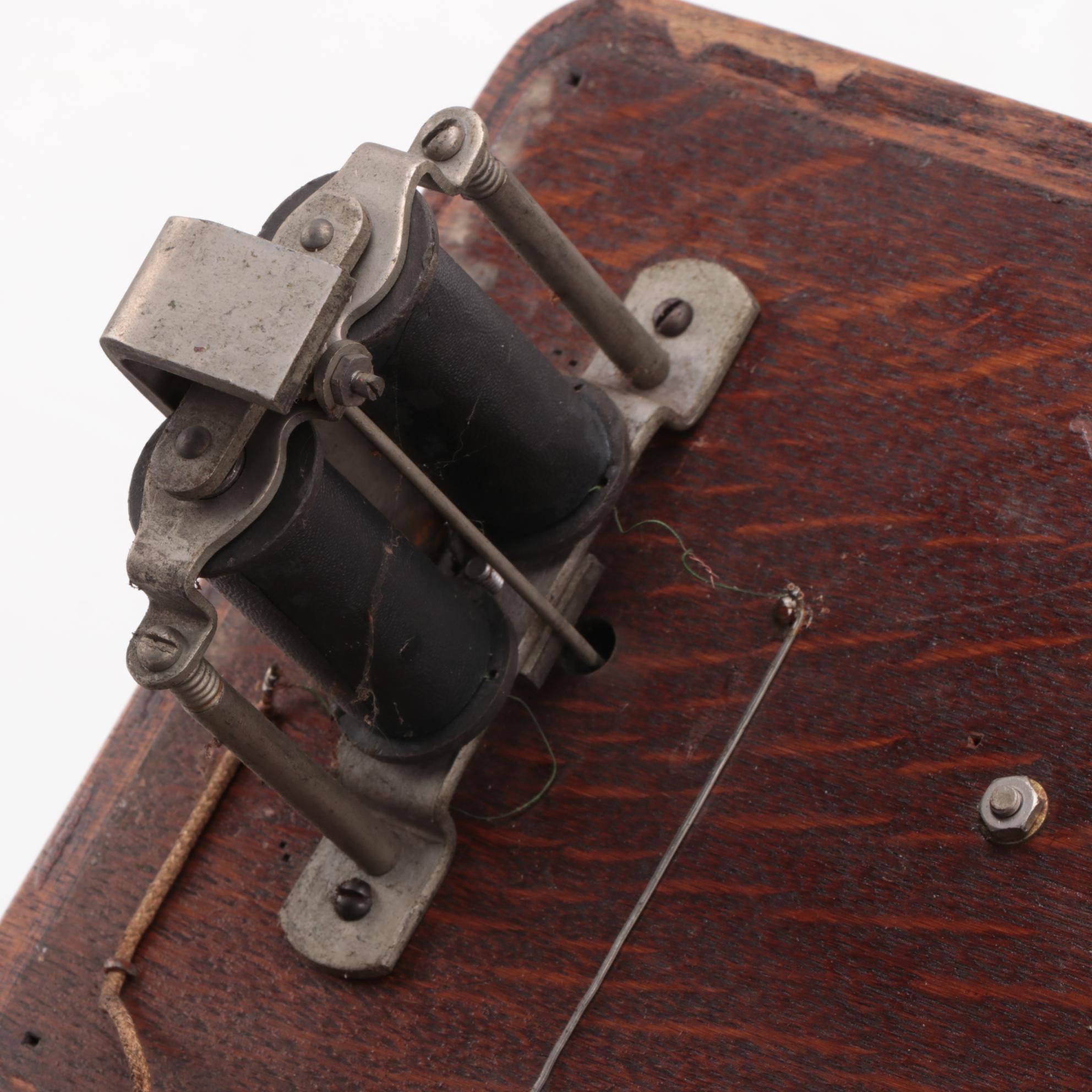 American Electric Oak Wood Wall Telephone, Early 20th Century