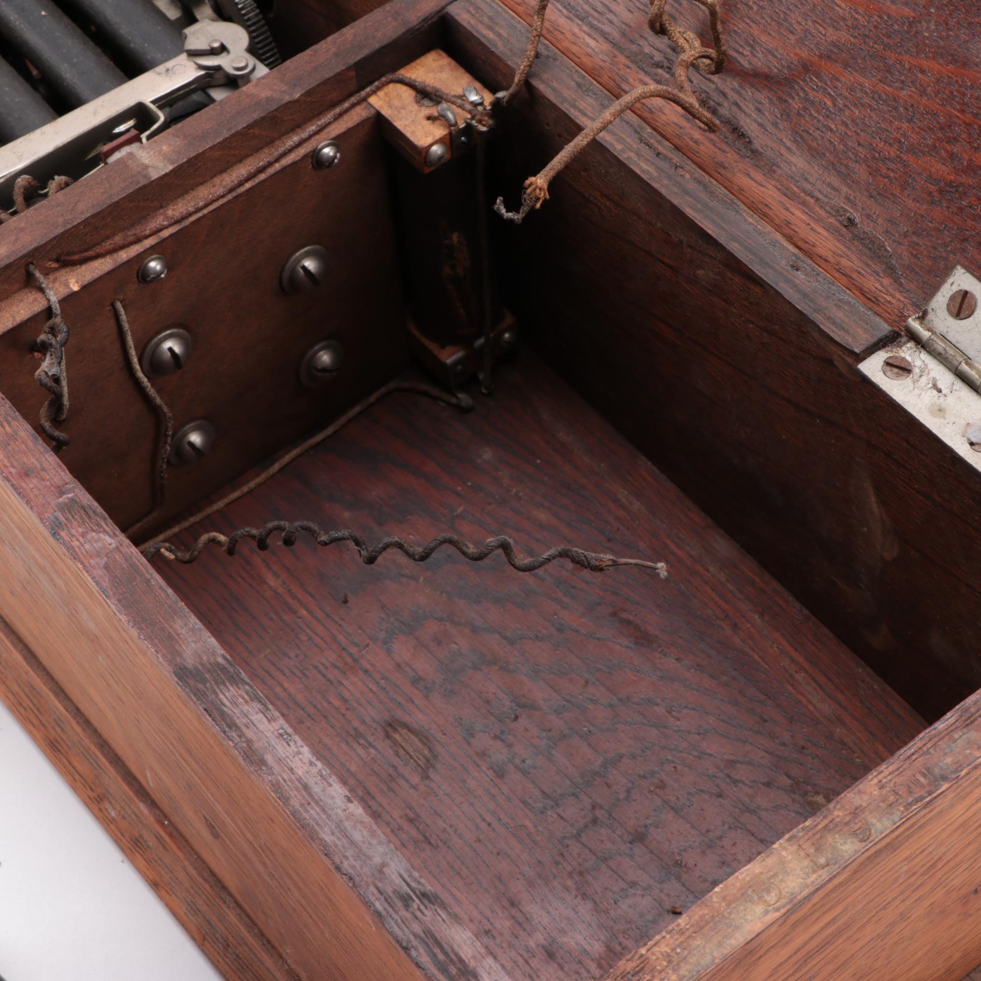 American Electric Oak Wood Wall Telephone, Early 20th Century