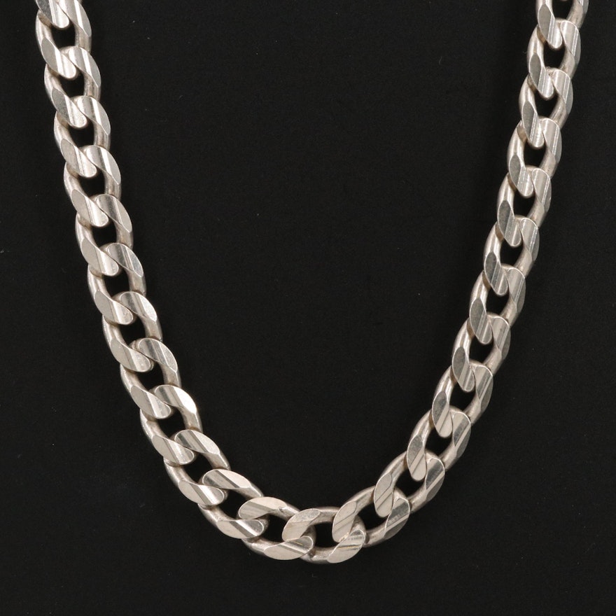 Milor Italian Sterling Silver Curb Link Necklace