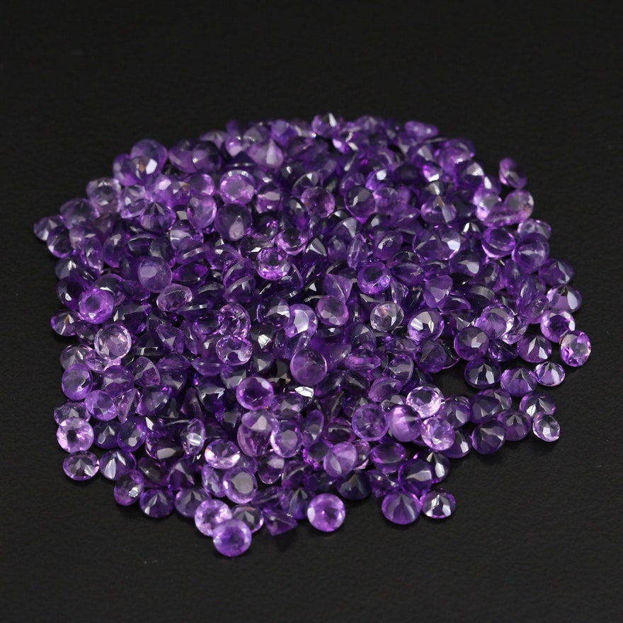 Loose 110.22 CTW Round Faceted Amethysts