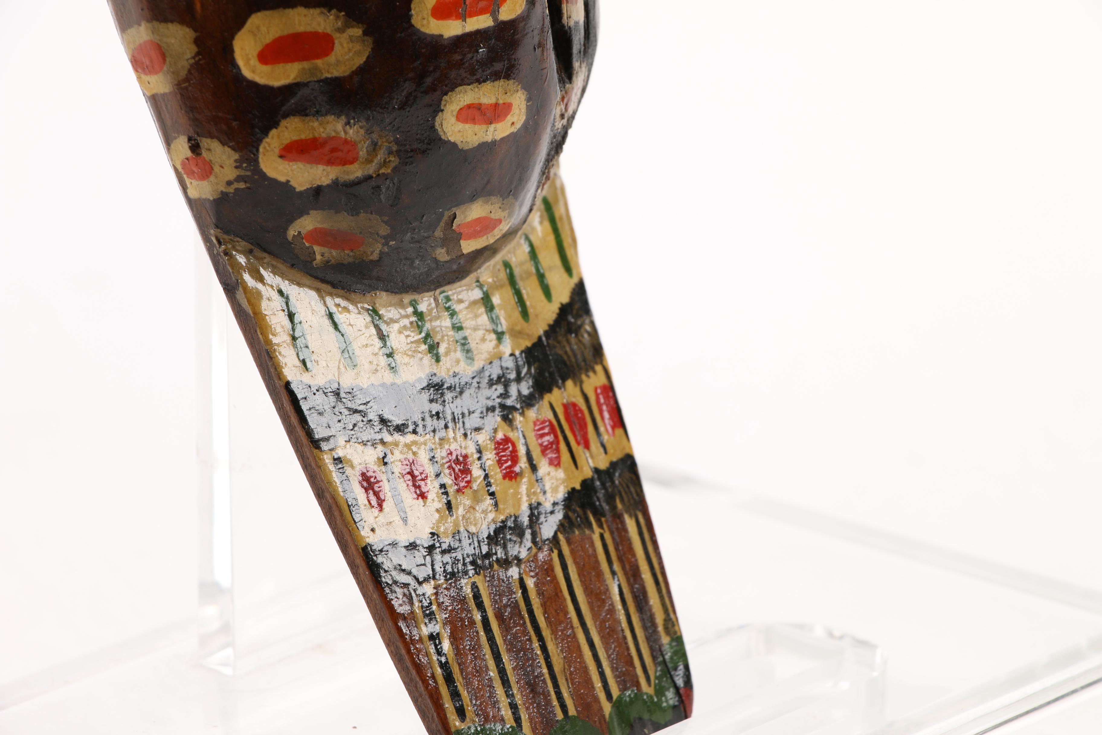 Folk Art Polychrome Wood Owls