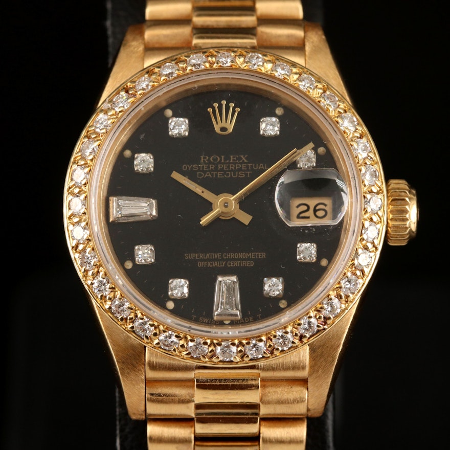 1986 Rolex Datejust Diamond and 18K Gold Wristwatch