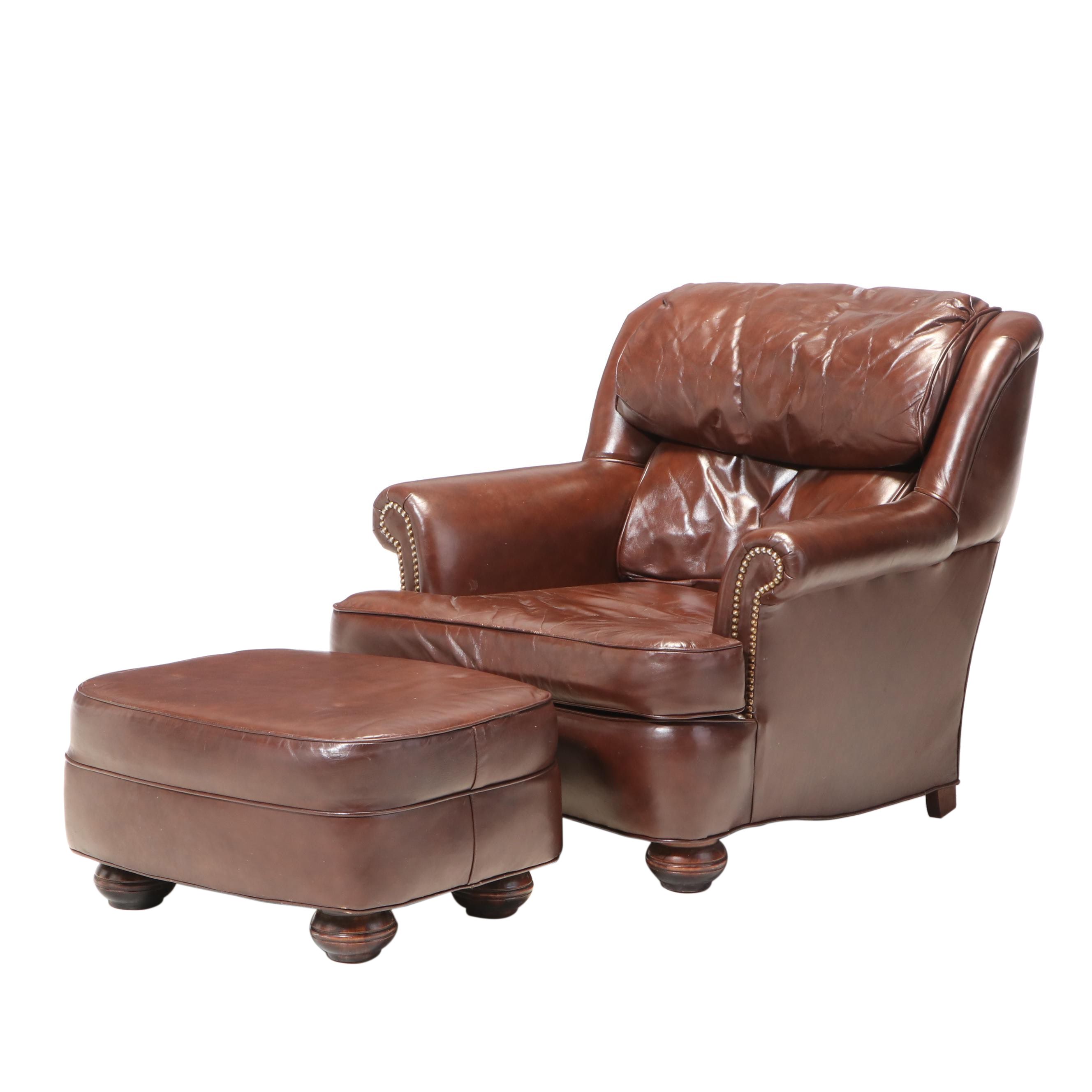 Distinction Furniture Bonded Leather Club Chair and Ottoman
