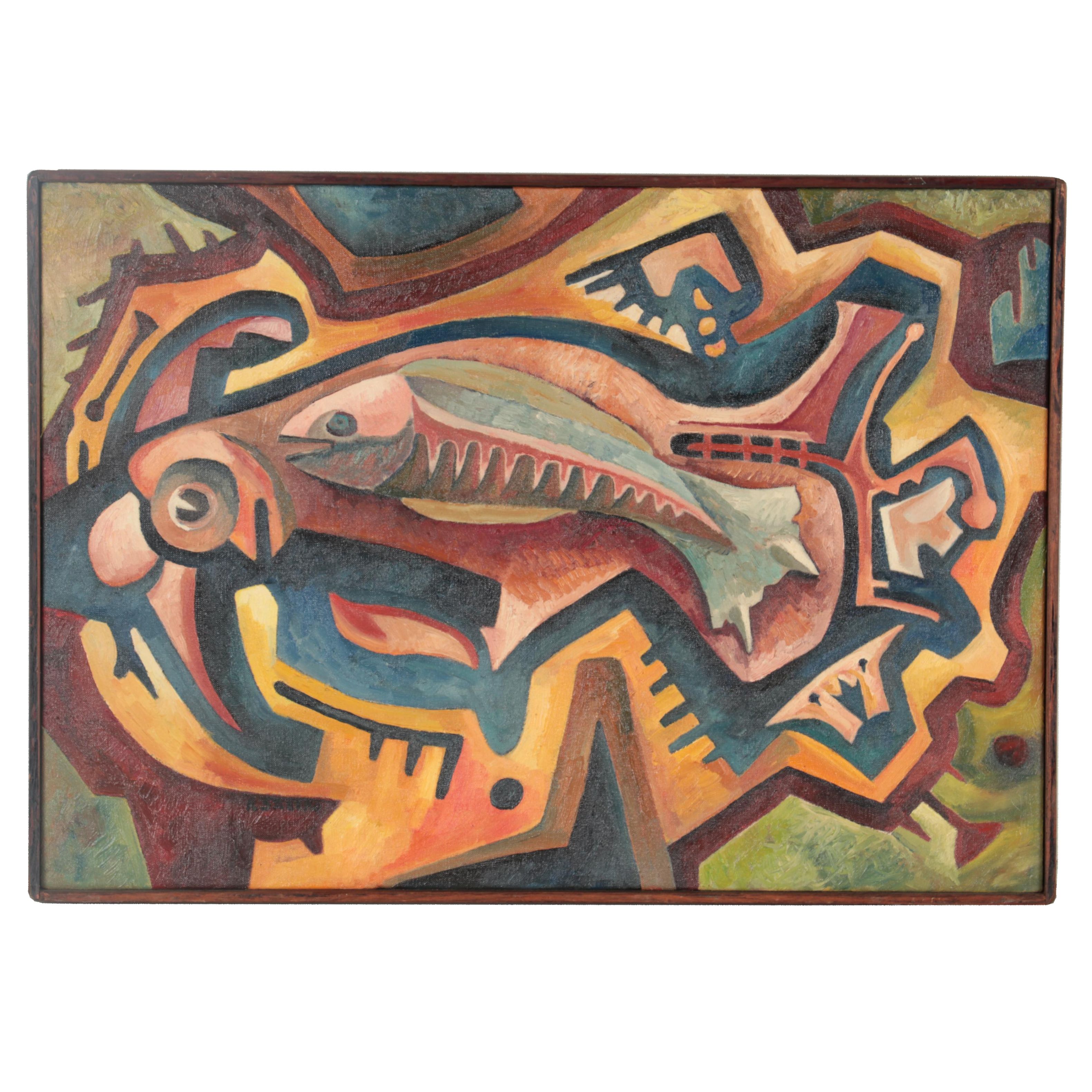 Robert Szesko Modernist Oil Painting "Changeling," Late 20th Century