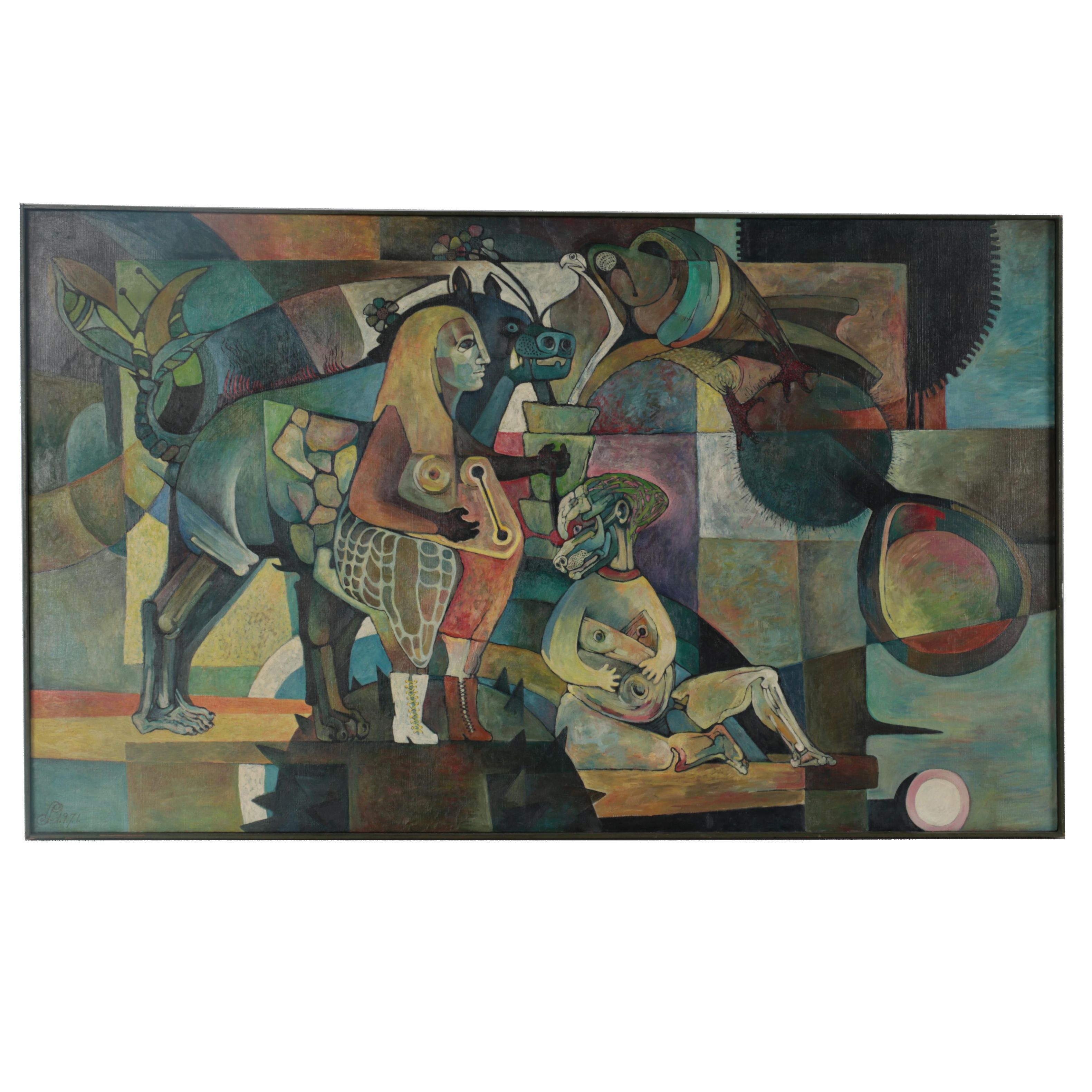 Lenore Szesko Oil Painting "Third Stone from the Sun," 1971