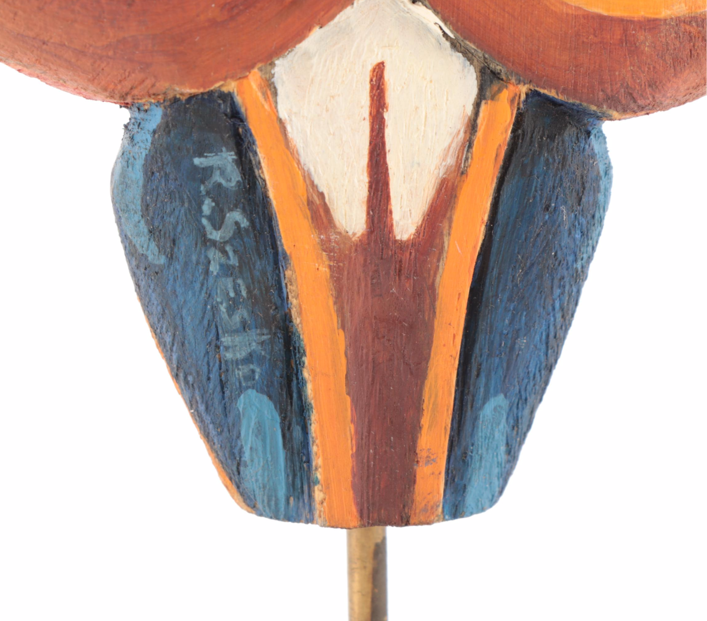 Robert Szesko Acrylic Painted Carved Wood Sculpture, Late 20th Century