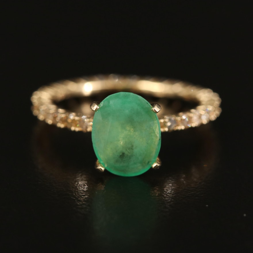 14K Emerald and Brown Diamond Ring