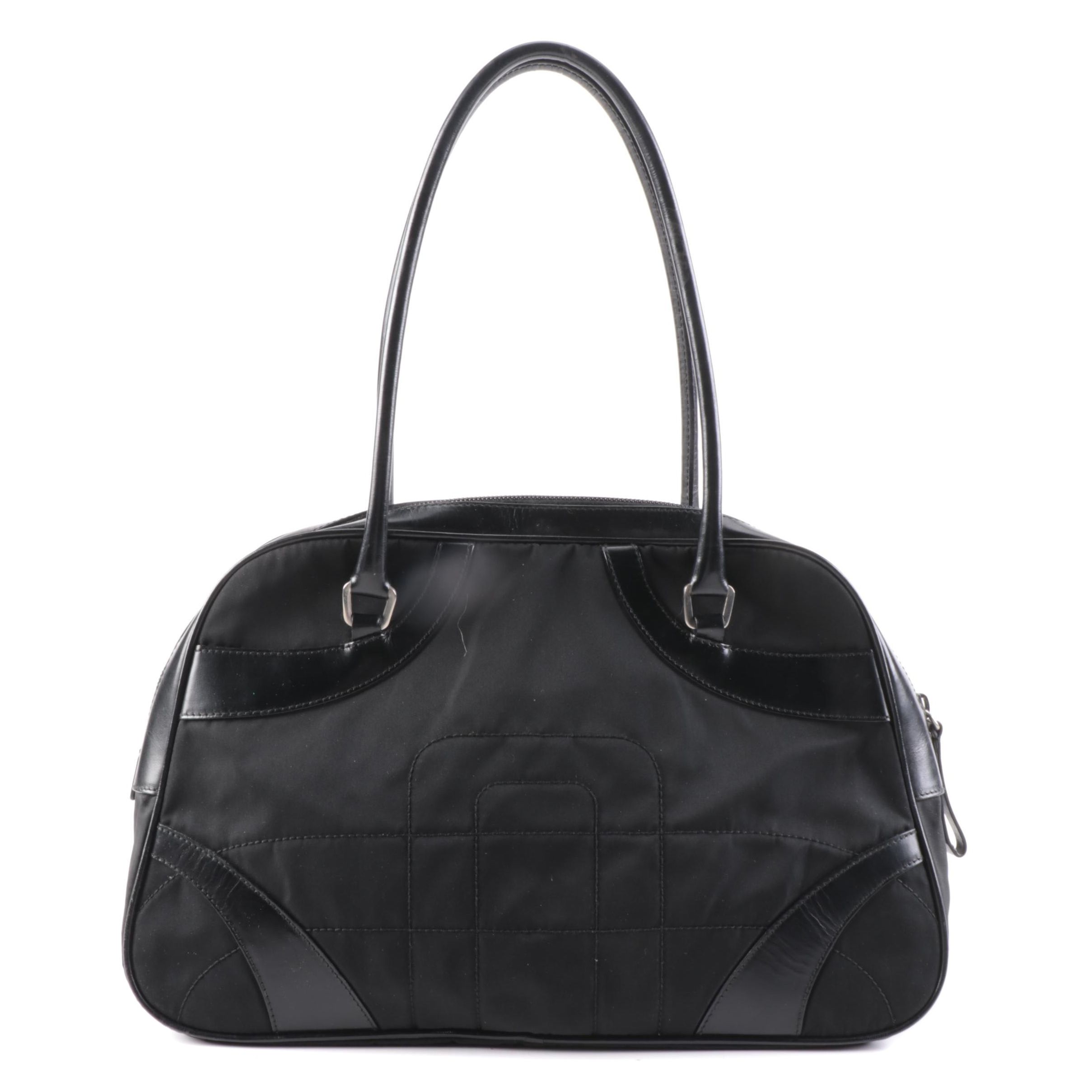 Prada Black Nylon Tessuto and Leather Shoulder Bag