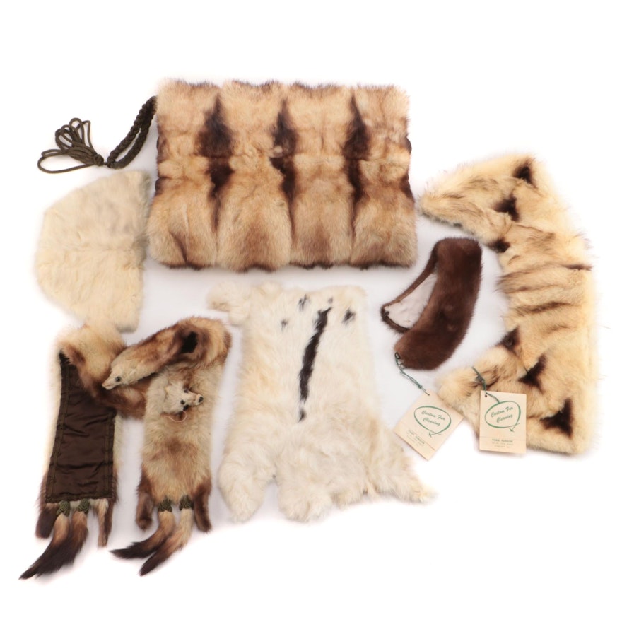 Stone Marten Fur Accessories, Mink Fur Collar, Rabbit Fur Cap and Pelt