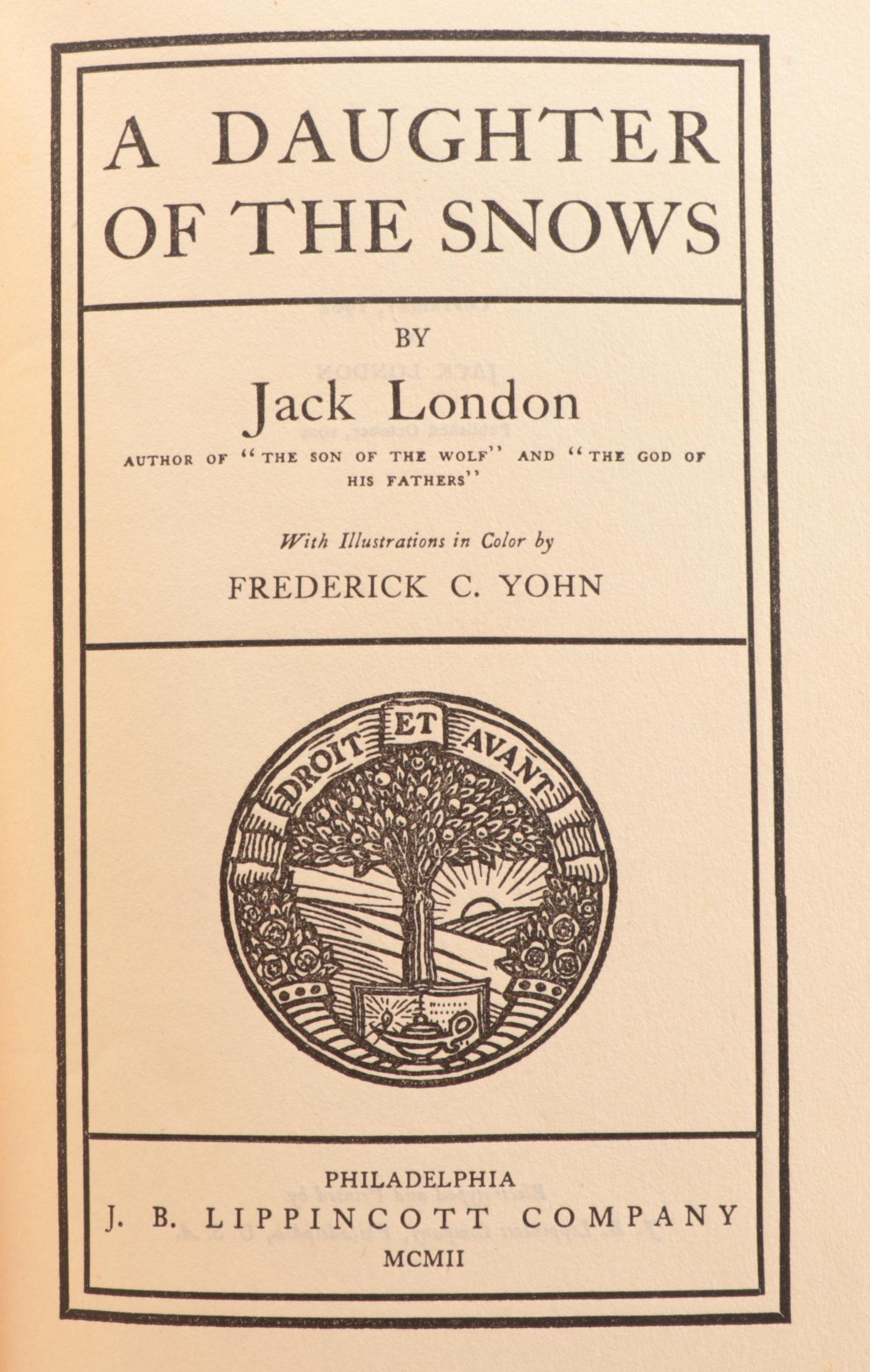 First Edition "A Daughter of the Snows" by Jack London, 1902
