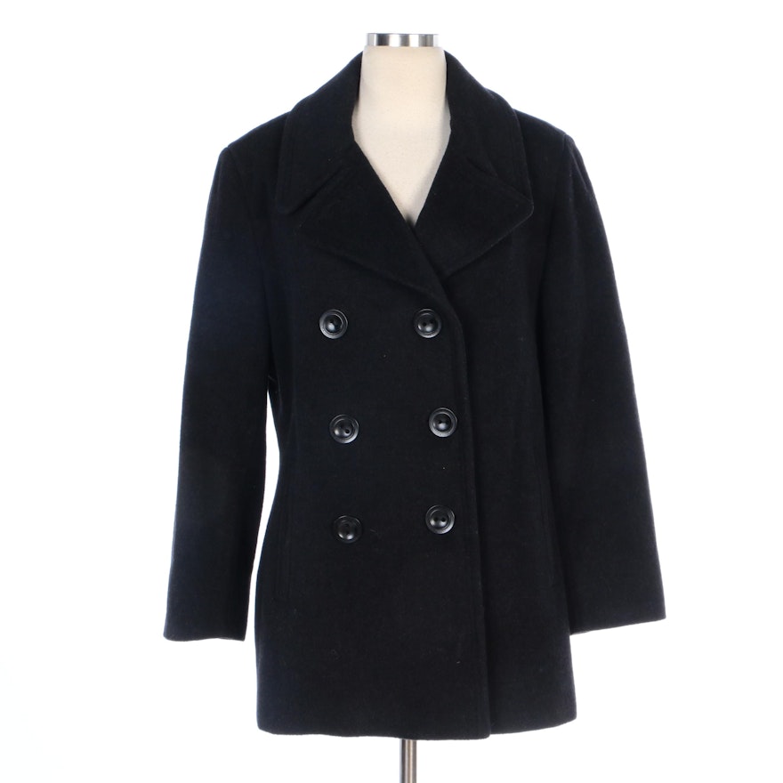 Calvin Klein Double-Breasted Peacoat with Notched Lapel