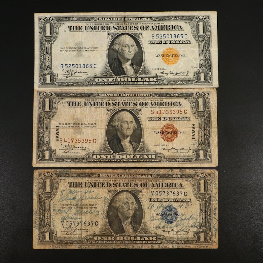 "Hawaii Overprint", "North Africa", and "Short Snorter" $1 Silver Certificates