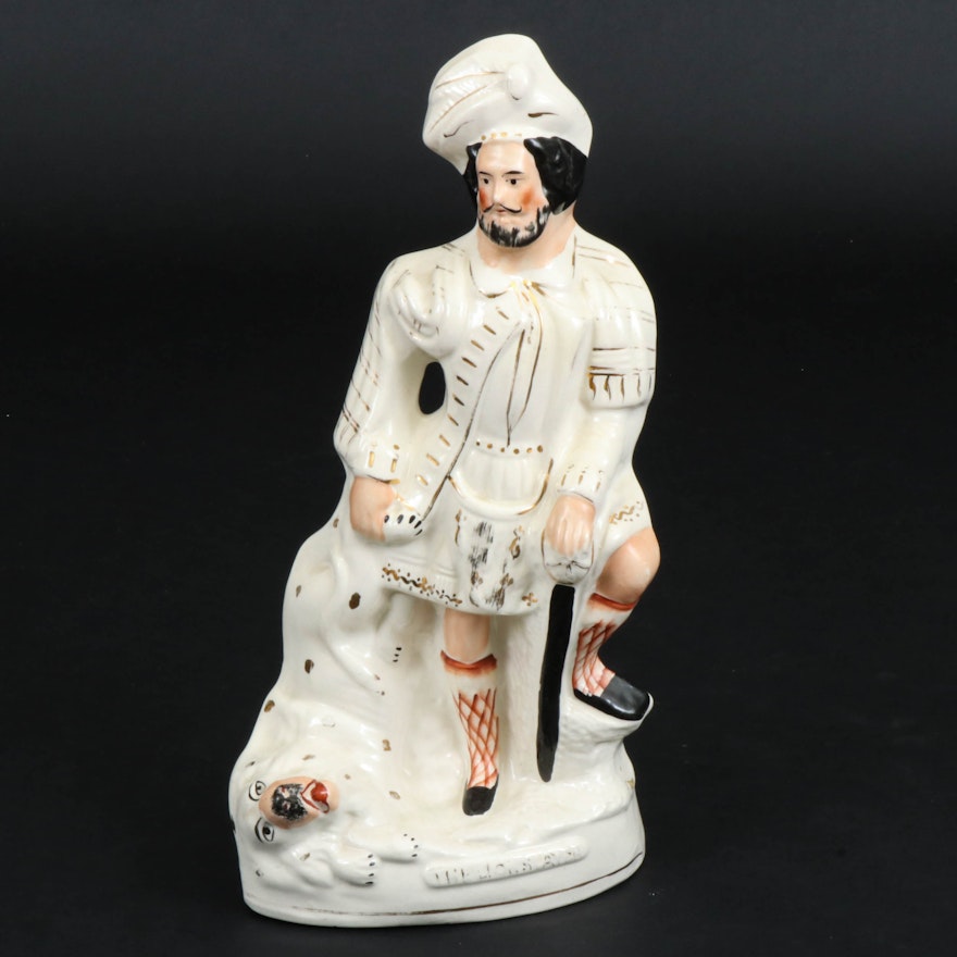 Staffordshire Ceramic "The Lion Slayer" Flatback Figurine, Late 19th Century