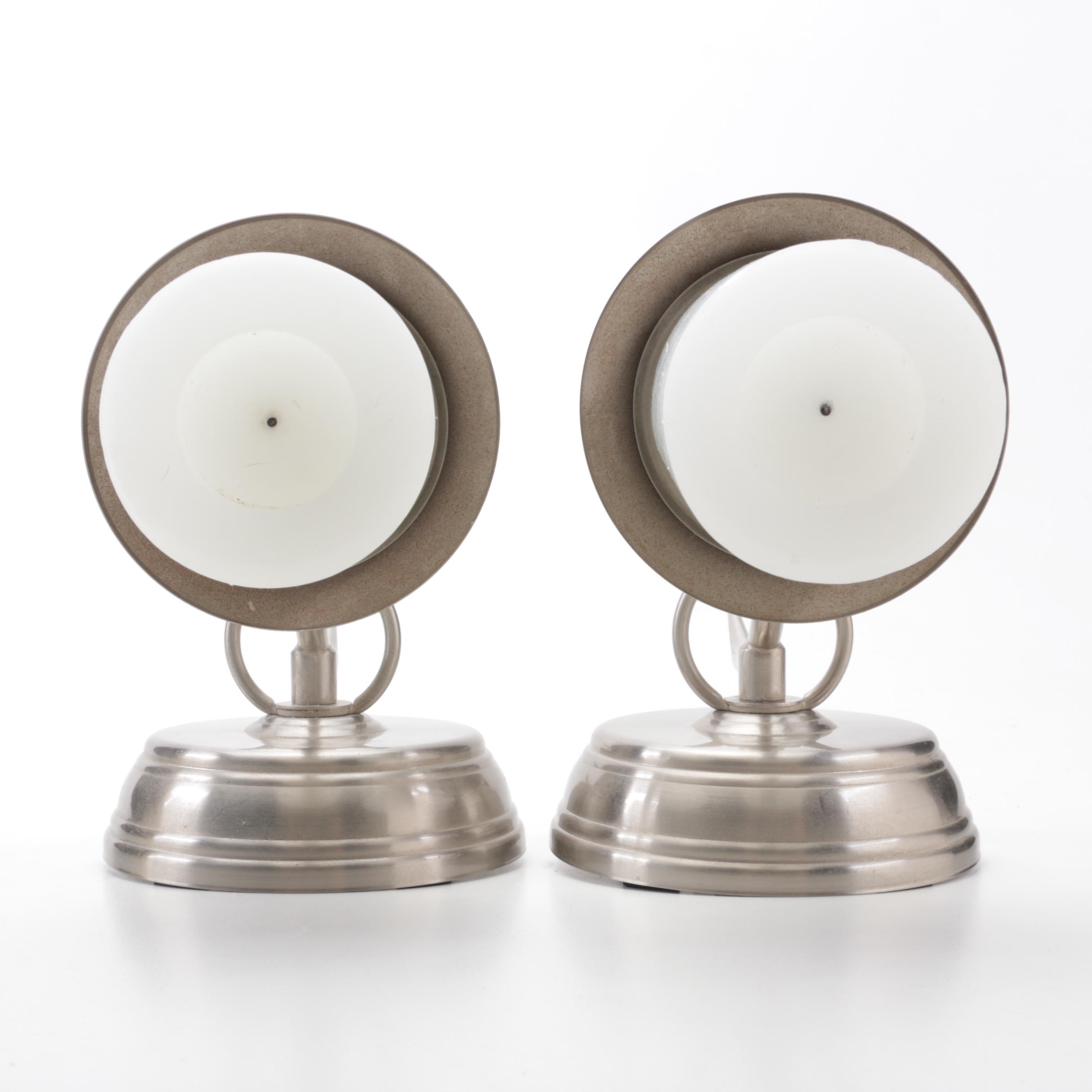 Contemporary Single Light Flameless Candle Wall Sconces with Brass Candlestick