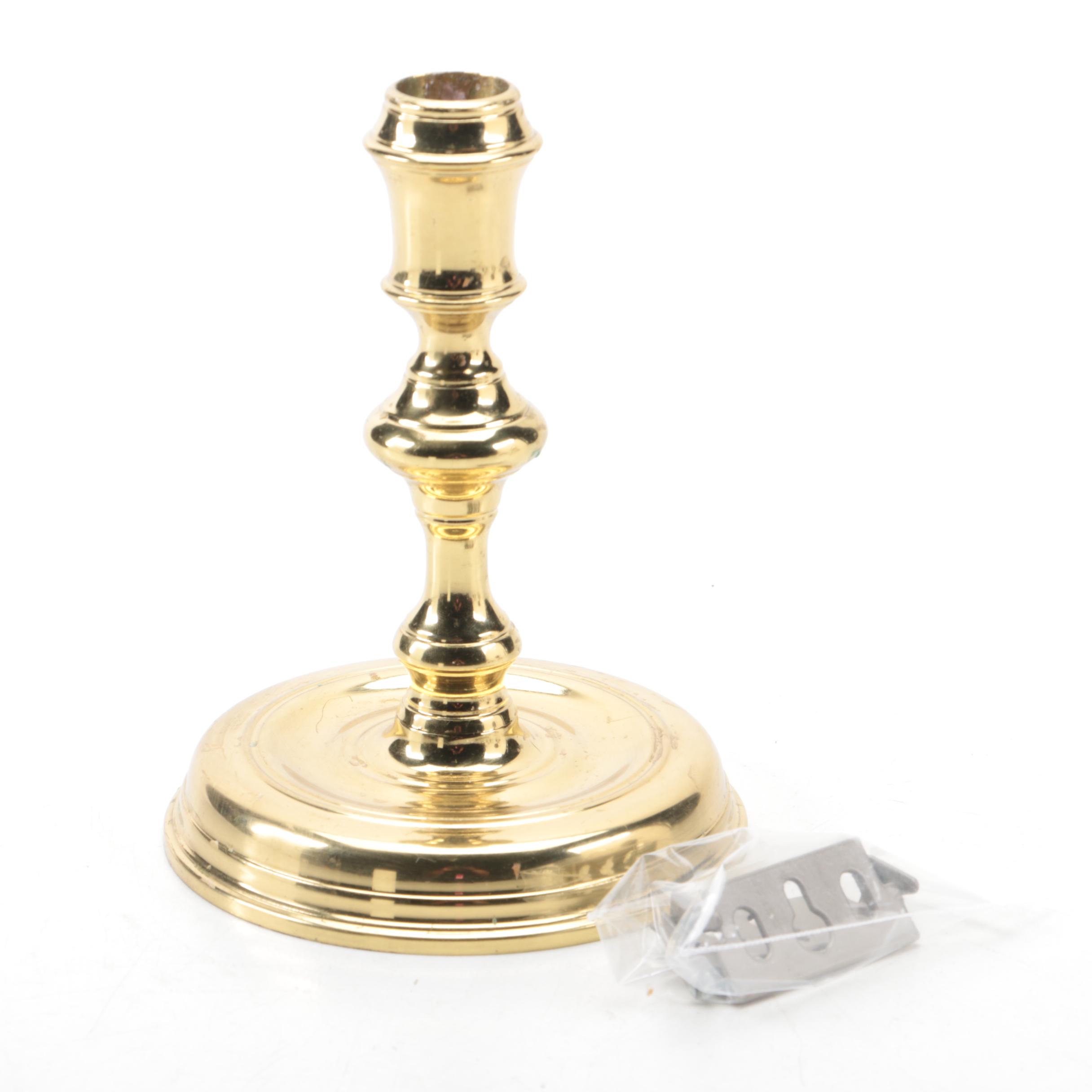 Contemporary Single Light Flameless Candle Wall Sconces with Brass Candlestick