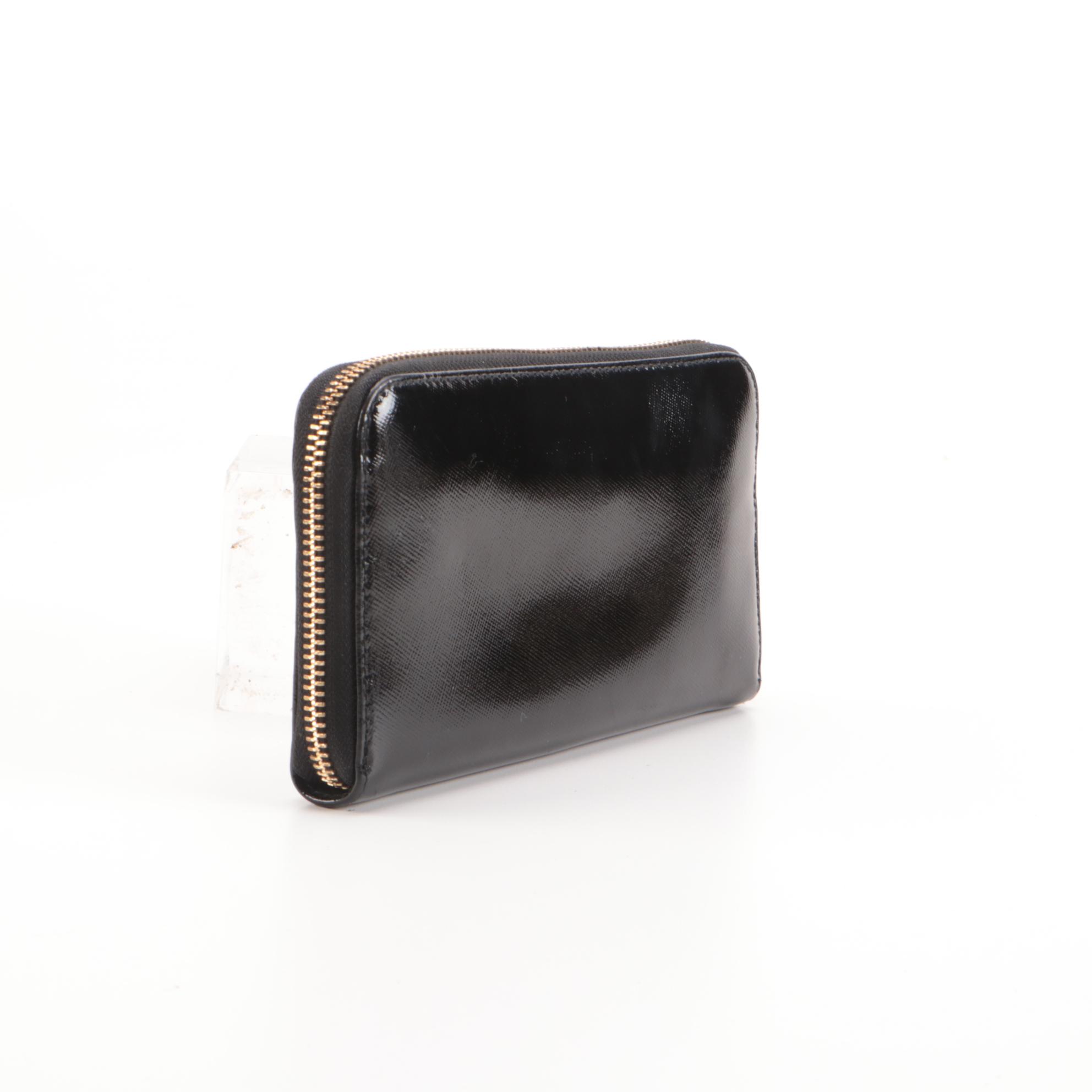 Tory Burch Navy Pebble Grain Leather Tote and Black Saffiano Textured Zip Wallet