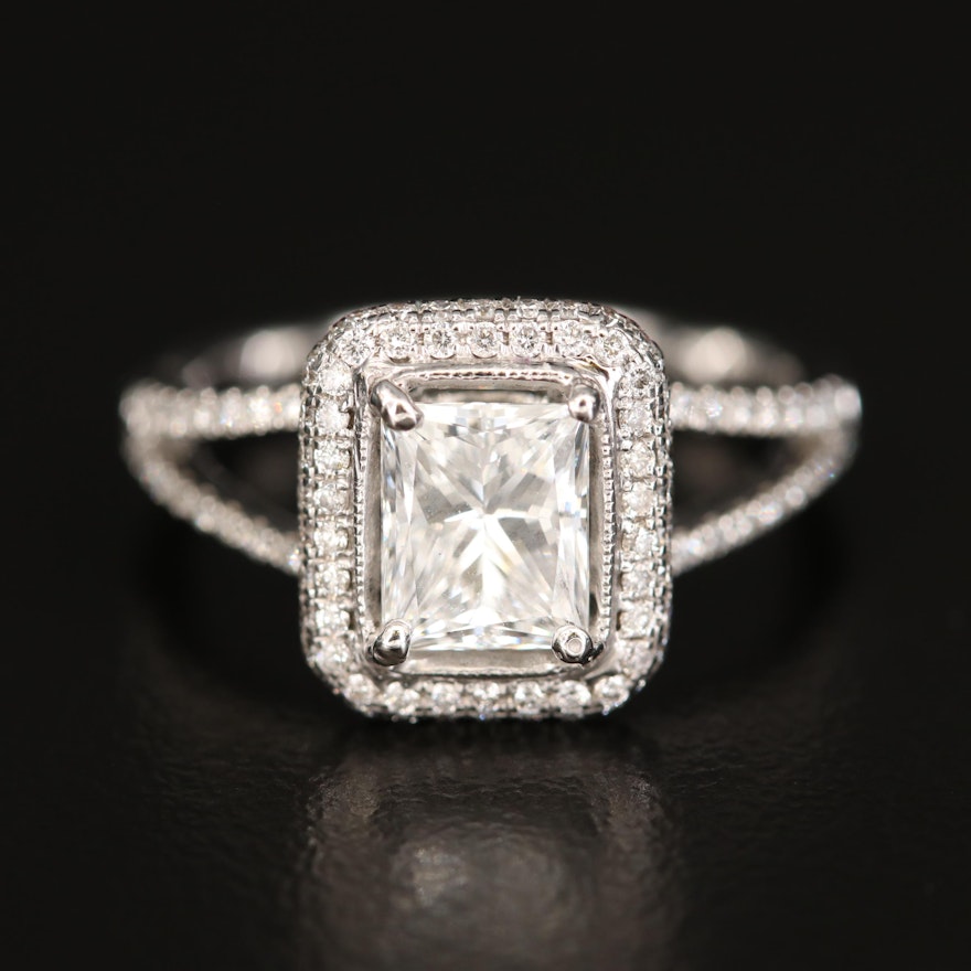 14K Diamond Ring with GIA Report and 1.07 CT Center