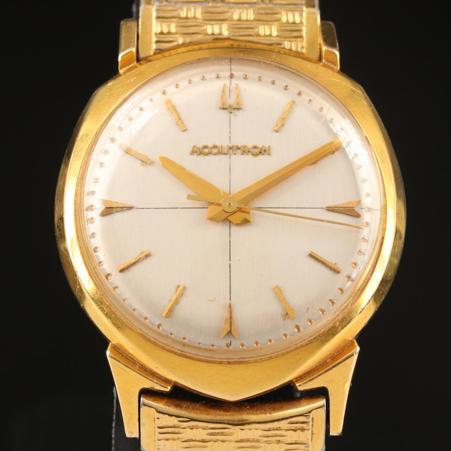 Bulova Accutron 14K Wristwatch with Gold-Filled and Stainless Steel Bracelet