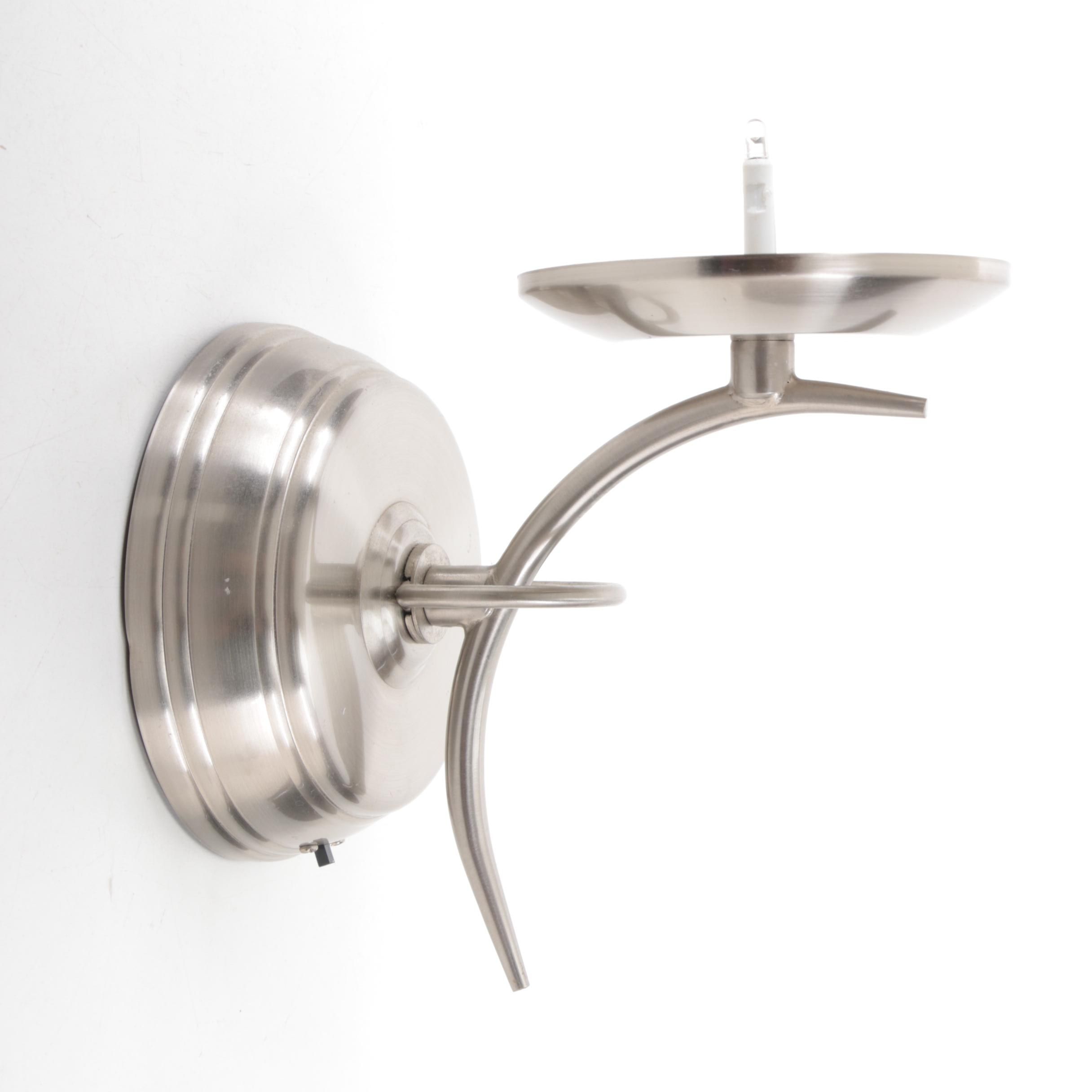 Contemporary Single Light Flameless Candle Wall Sconces with Brass Candlestick