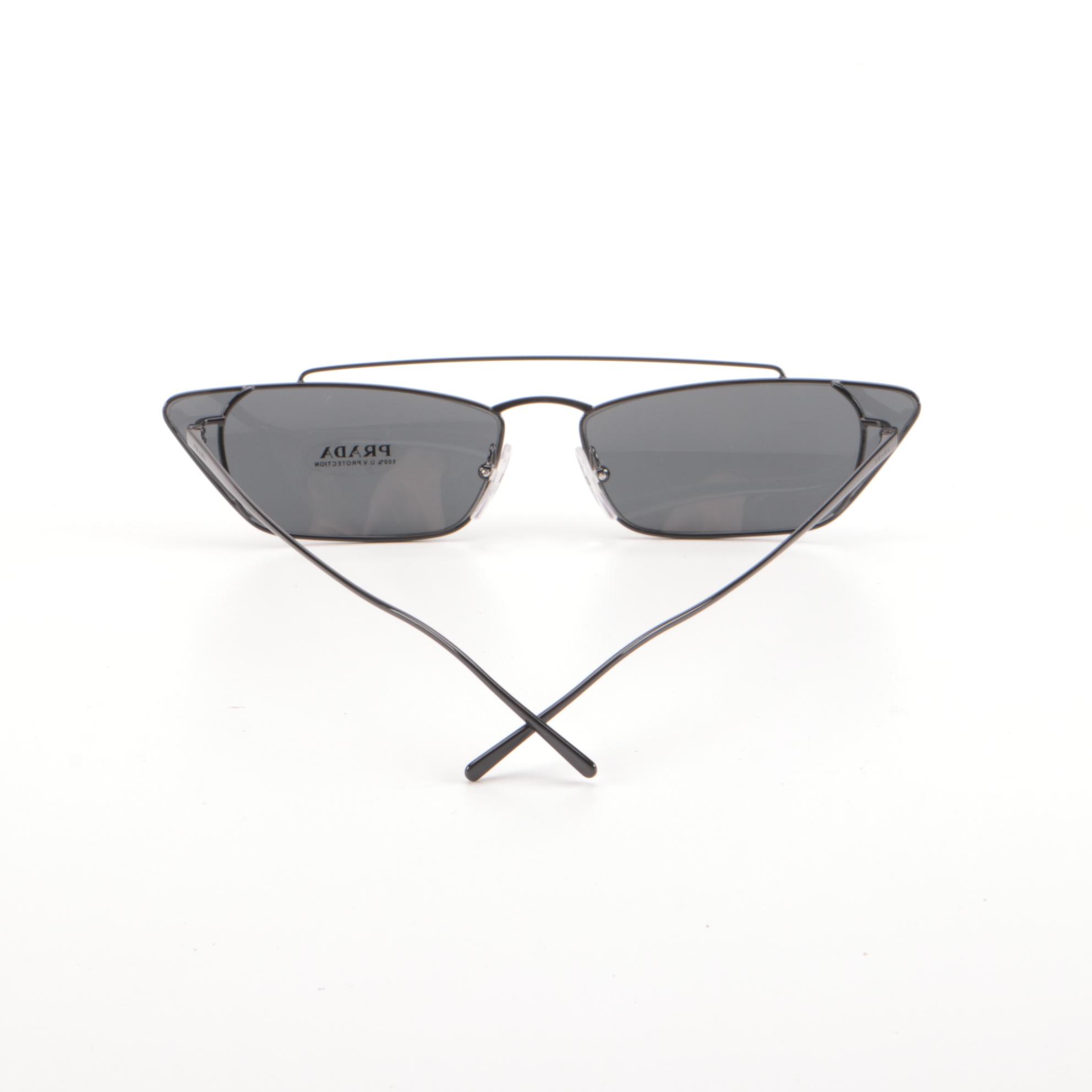 Prada SPR64U Narrow Butterfly Sunglasses in Black with Case