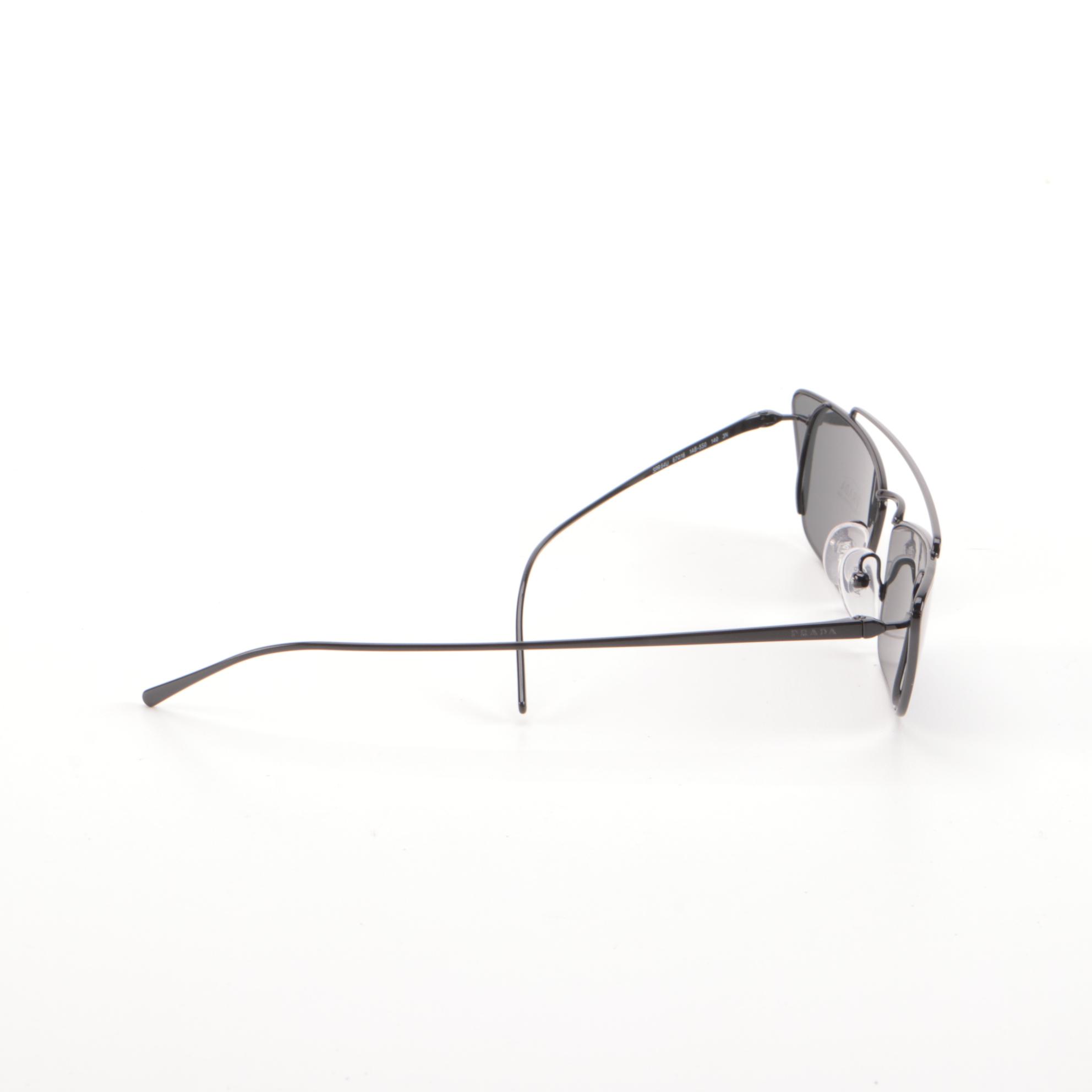 Prada SPR64U Narrow Butterfly Sunglasses in Black with Case