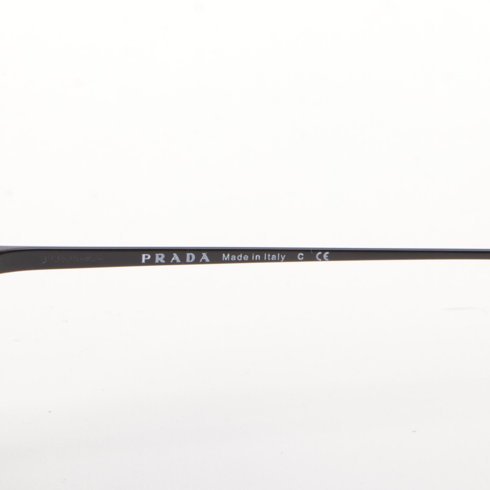 Prada SPR64U Narrow Butterfly Sunglasses in Black with Case