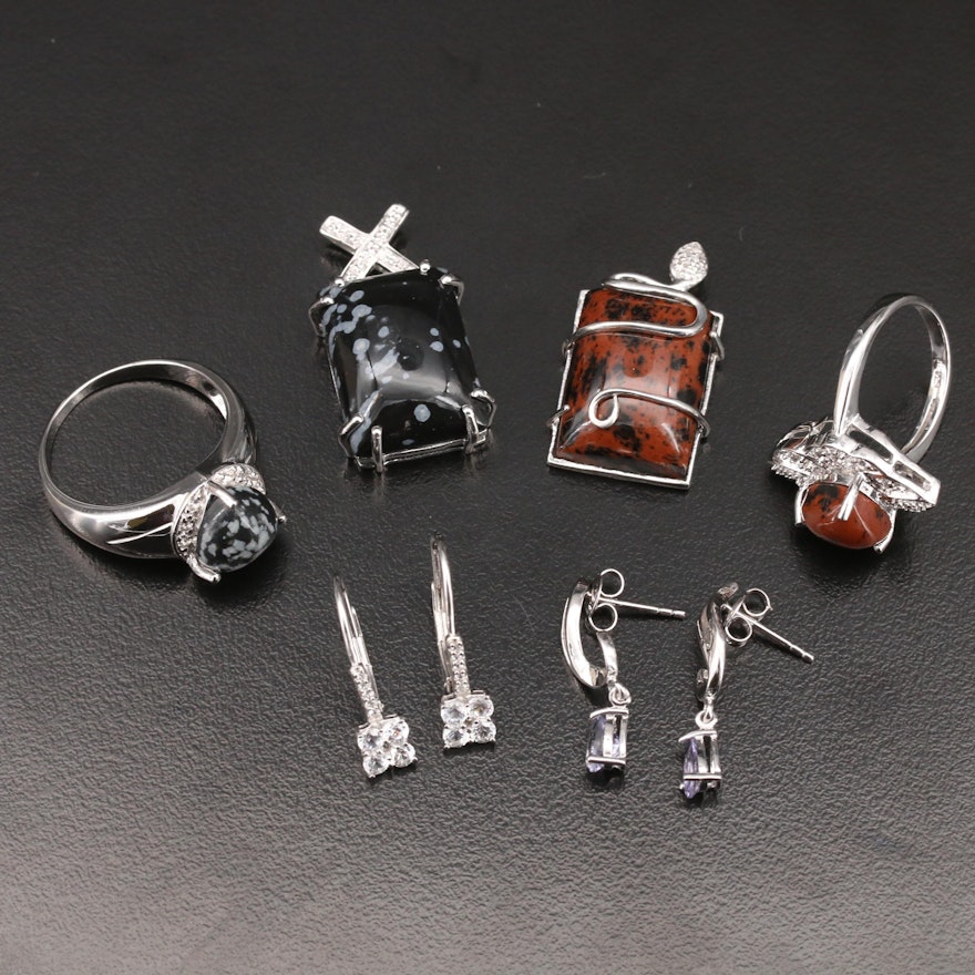 Sterling Rings, Earrings and Pendants Including Gemstones