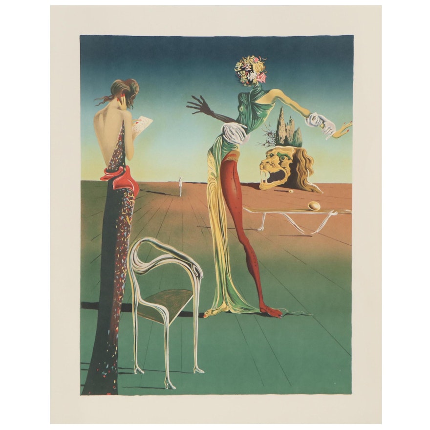 Lithograph after Salvador Dalí "Femme a Tete de Roses," Late 20th Century