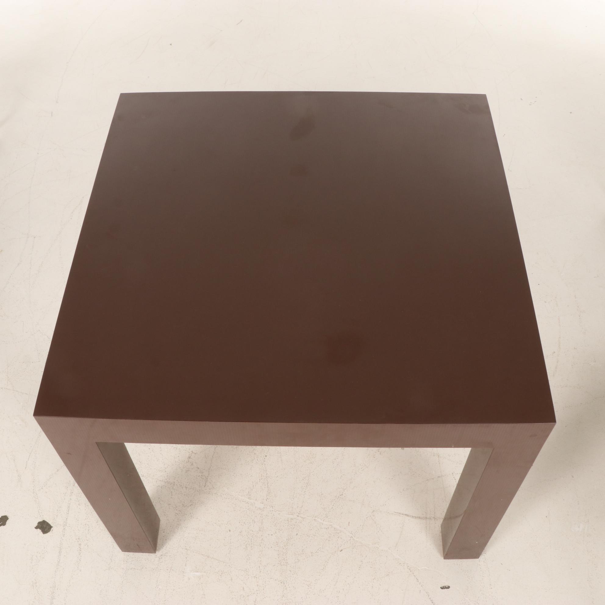 Parsons Style Games Table and Four Bassett Mirror Co. Cantilever Chairs