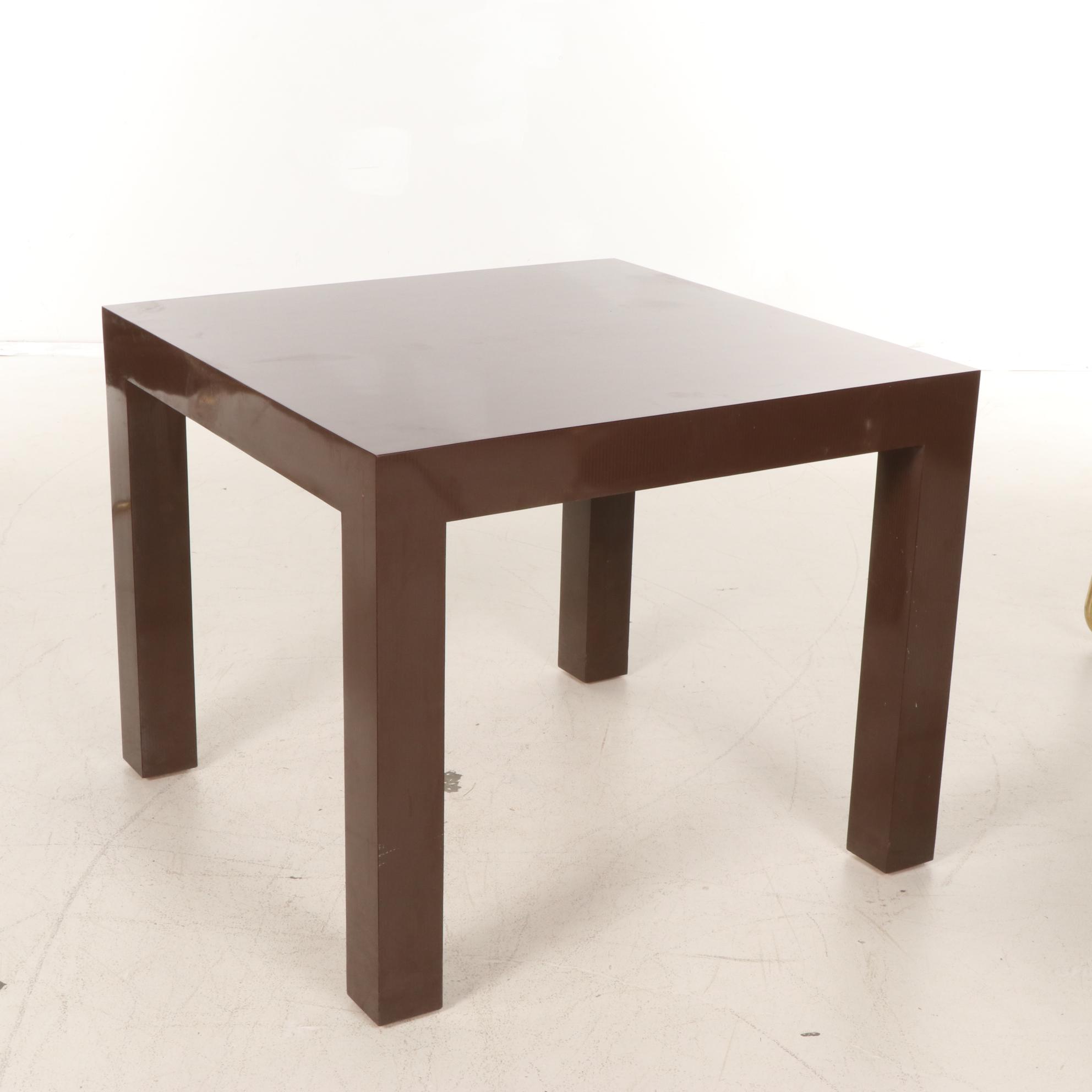 Parsons Style Games Table and Four Bassett Mirror Co. Cantilever Chairs