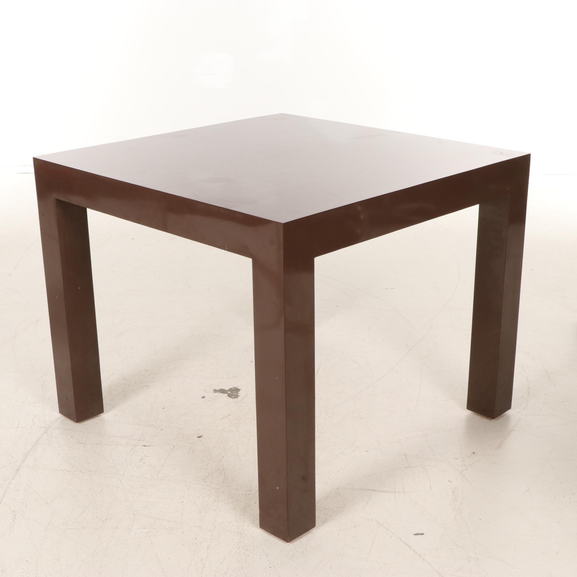 Parsons Style Games Table and Four Bassett Mirror Co. Cantilever Chairs