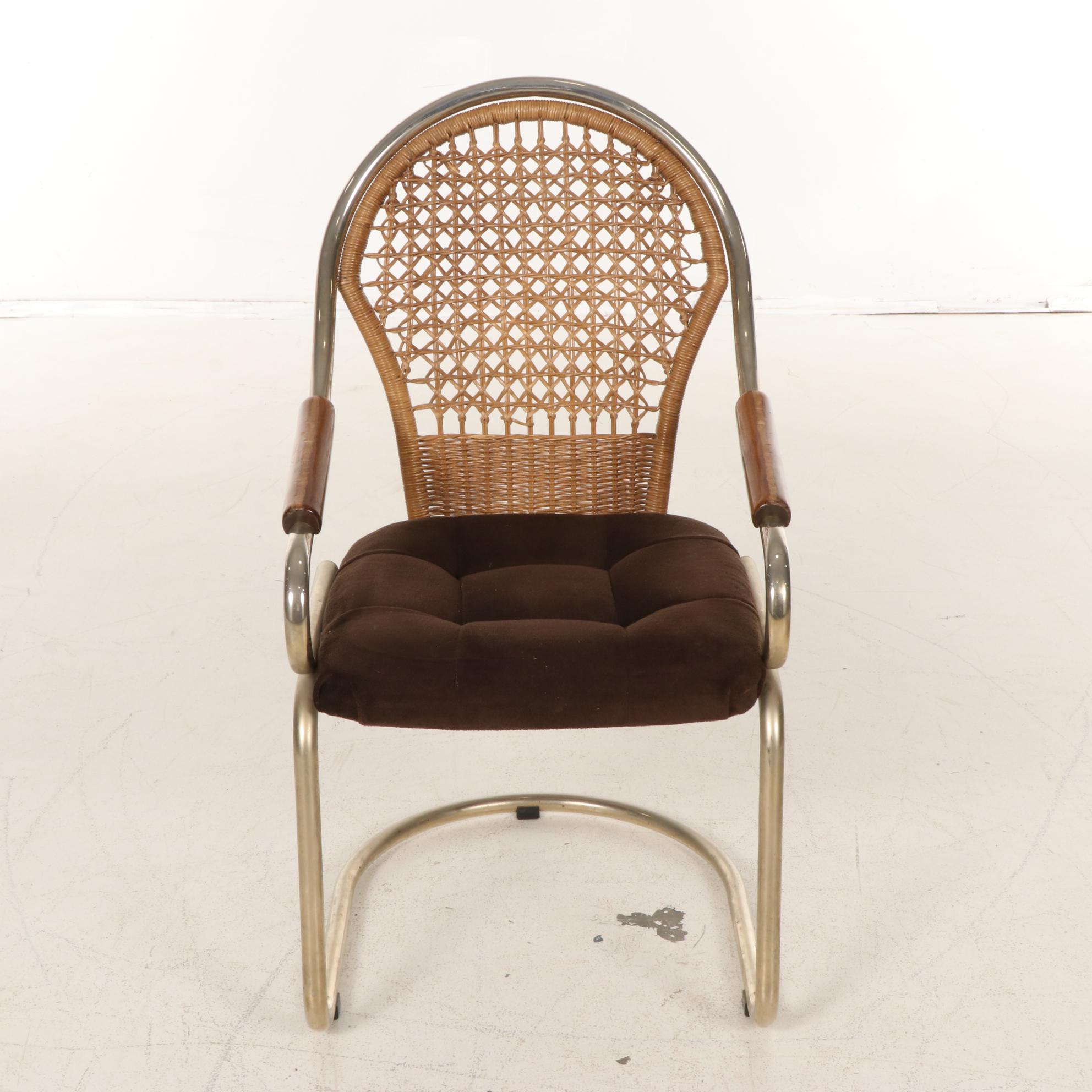 Parsons Style Games Table and Four Bassett Mirror Co. Cantilever Chairs