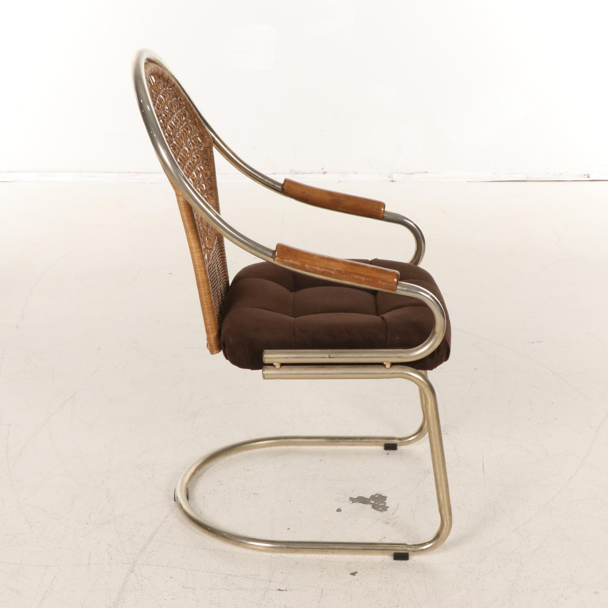 Parsons Style Games Table and Four Bassett Mirror Co. Cantilever Chairs