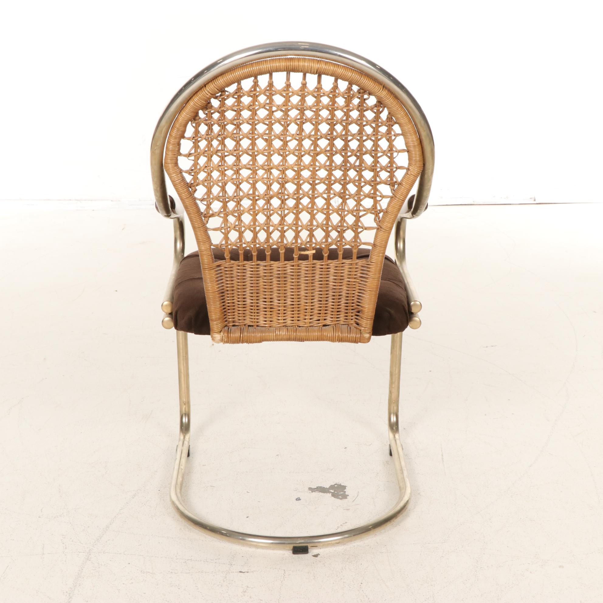 Parsons Style Games Table and Four Bassett Mirror Co. Cantilever Chairs