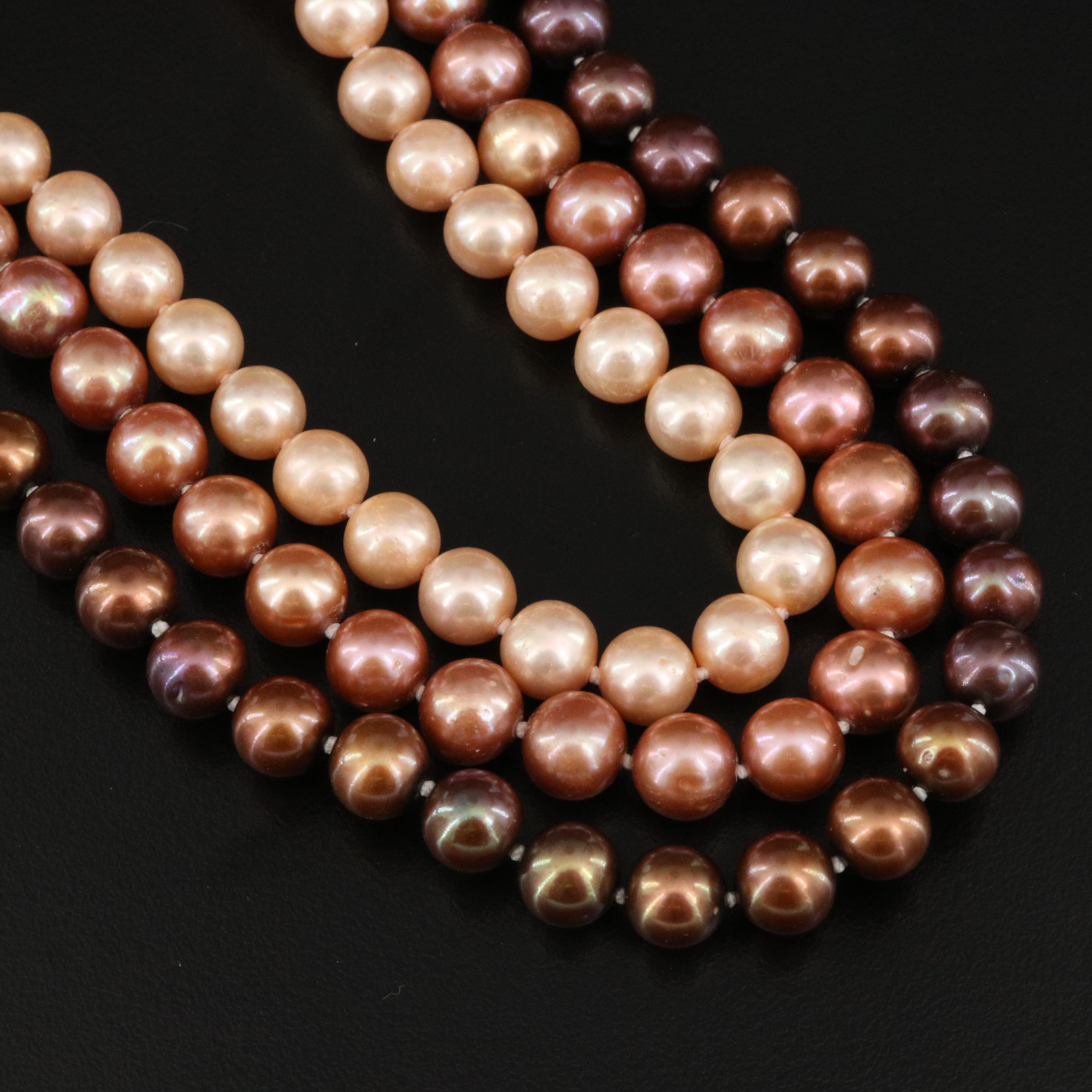 Pearl Triple Strand Necklace with 14K Clasp