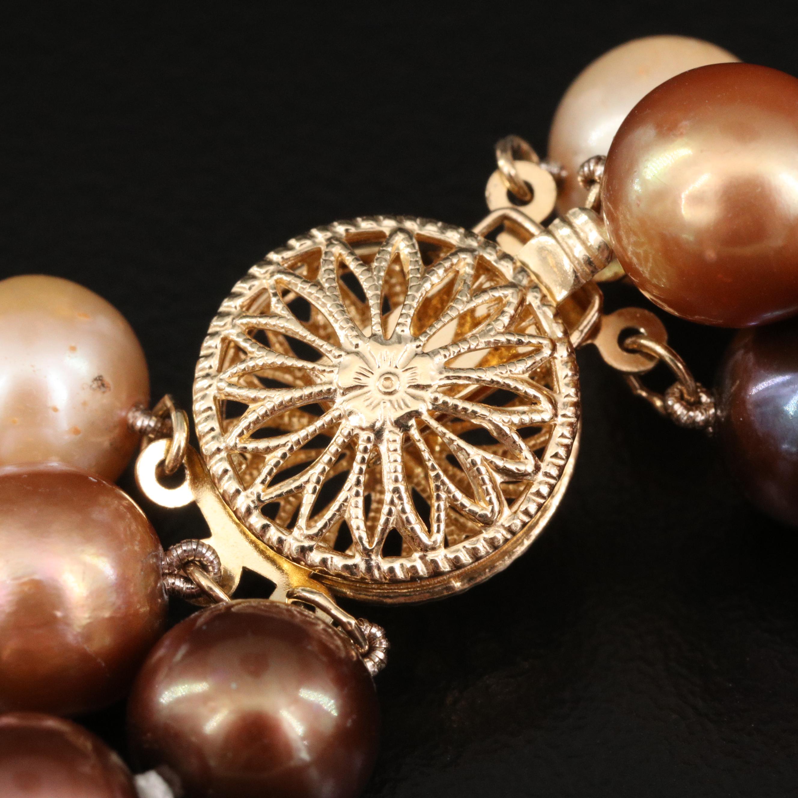 Pearl Triple Strand Necklace with 14K Clasp