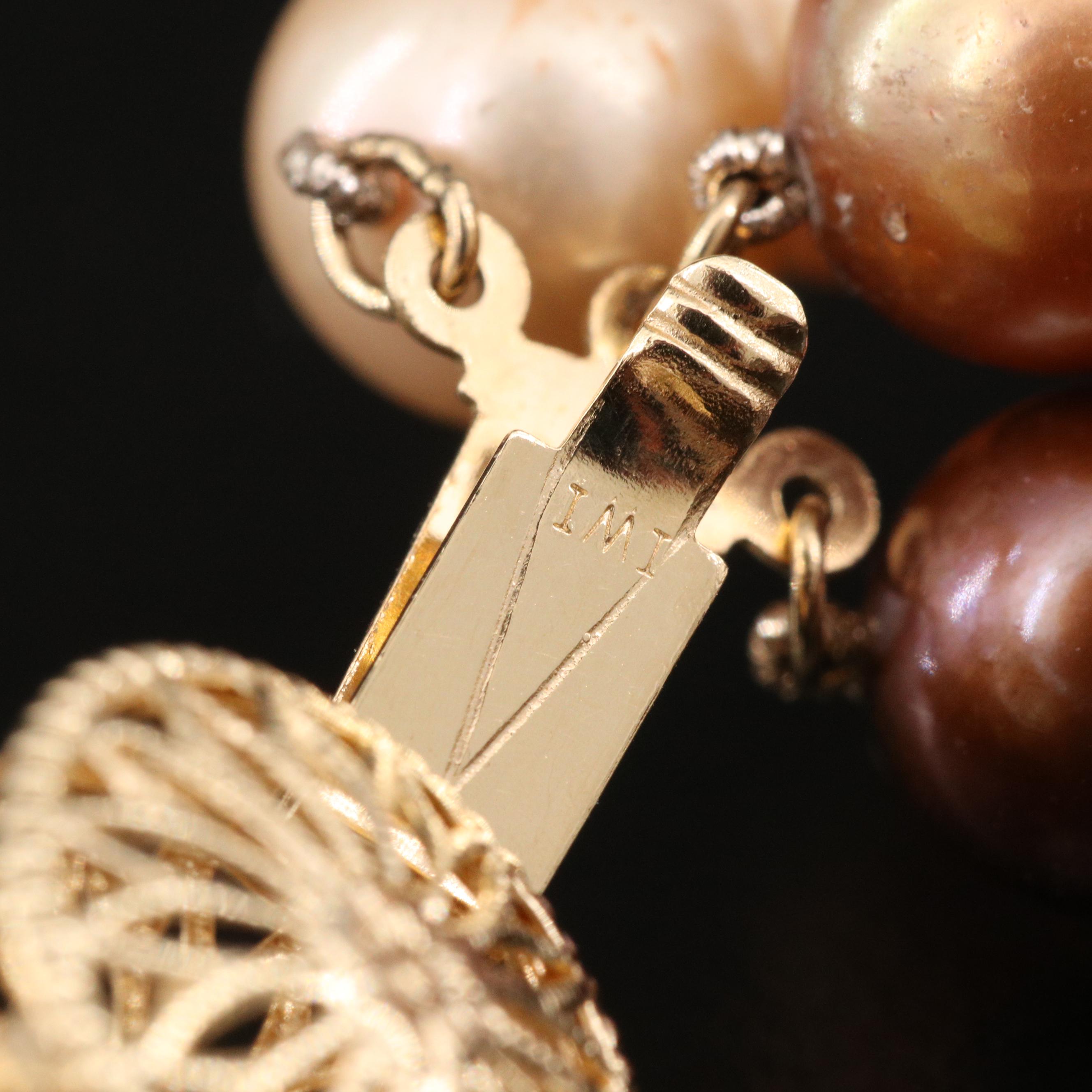 Pearl Triple Strand Necklace with 14K Clasp