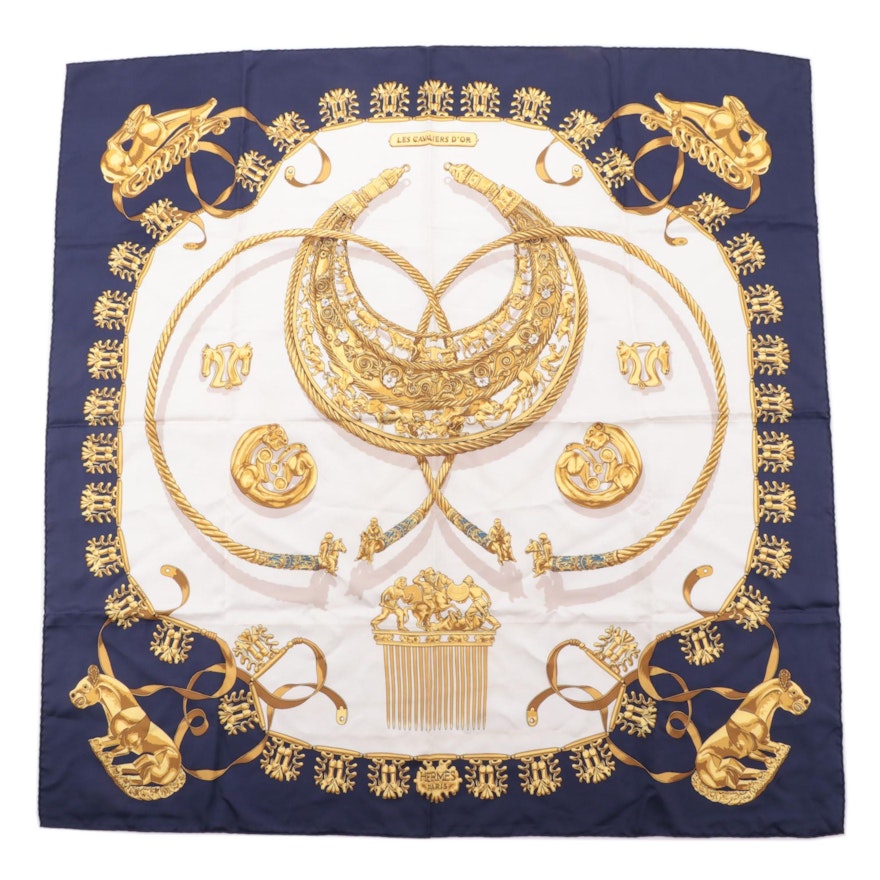 Hermès "Les Cavaliers d'Or" Silk Twill Scarf