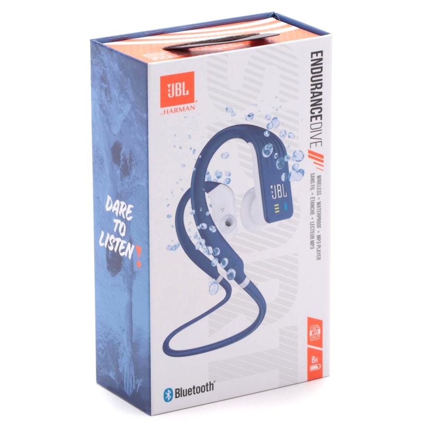 JBL by Harman "Endurance DIVE" Blue Waterproof In-Ear Bluetooth Headphones