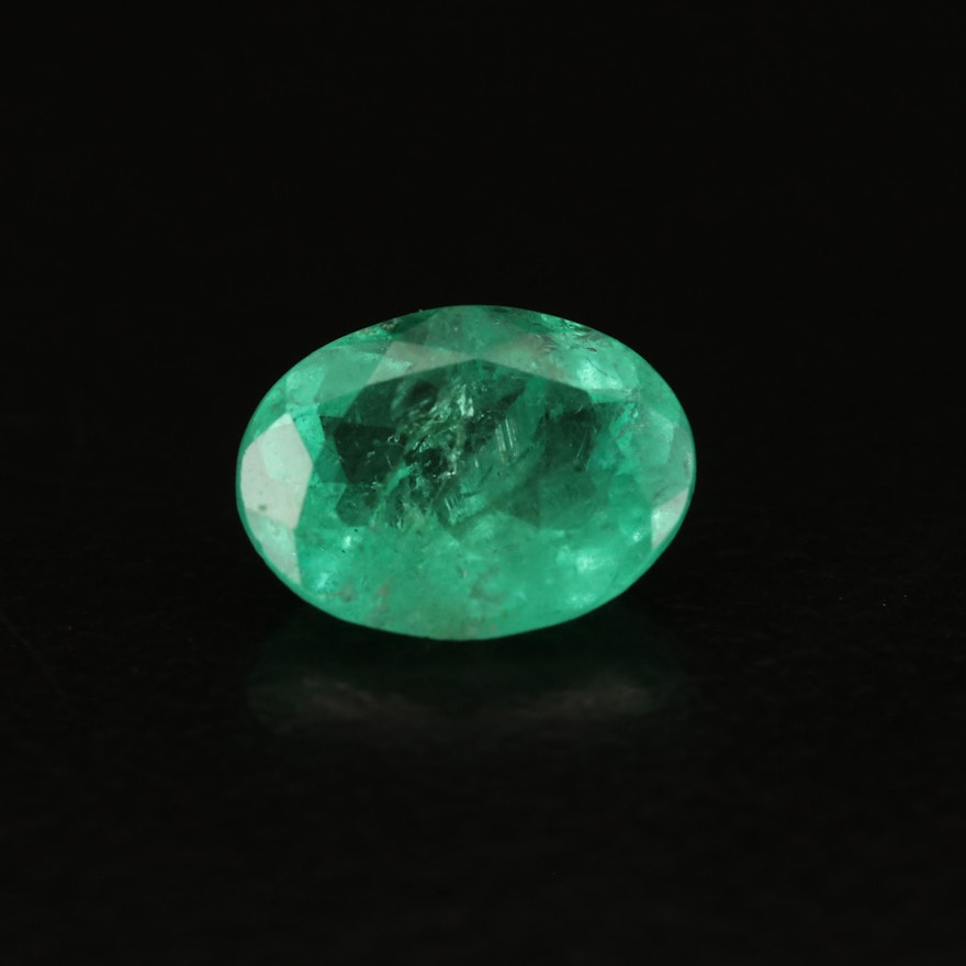 Loose 1.05 CT Oval Faceted Emerald