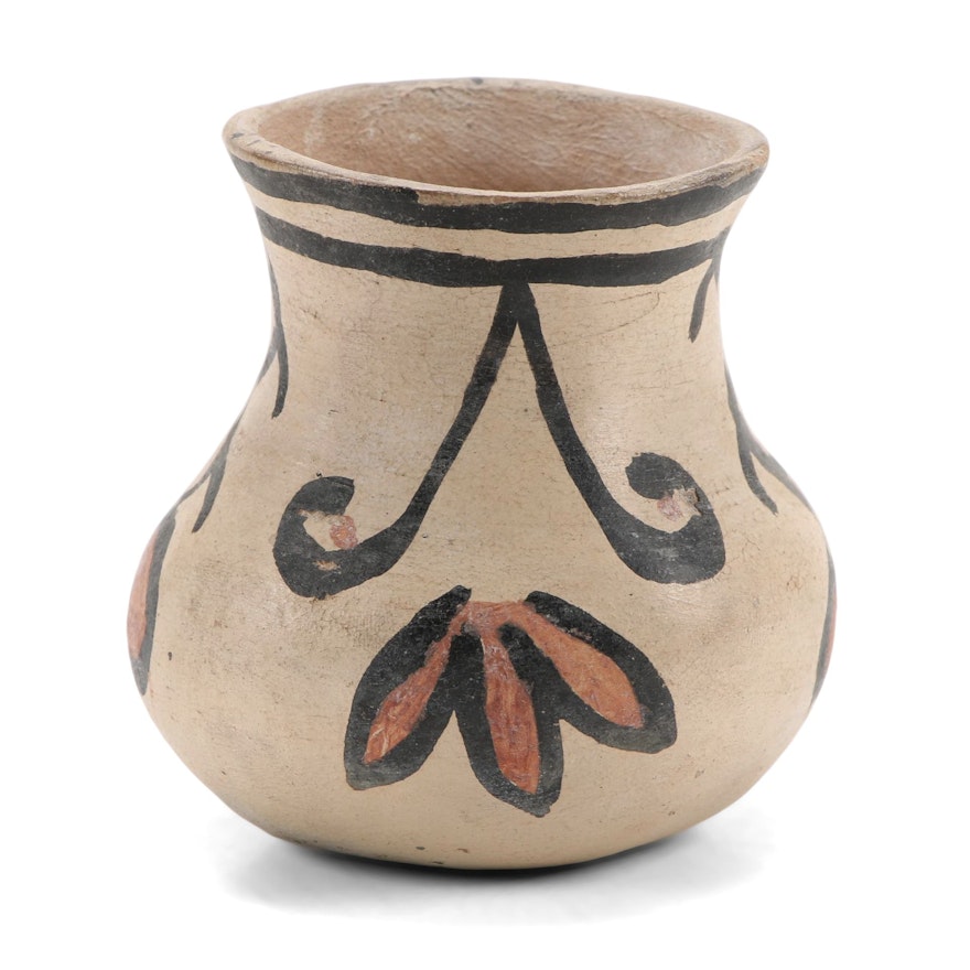 Pueblo Polychrome Earthenware Jar, Probably Isleta, Mid-20th Century