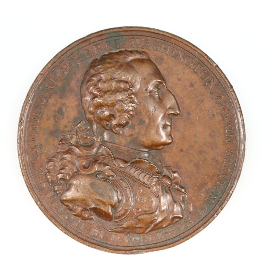 1805 George Washington Bronze Medal by Daniel Eccleston of Lancaster