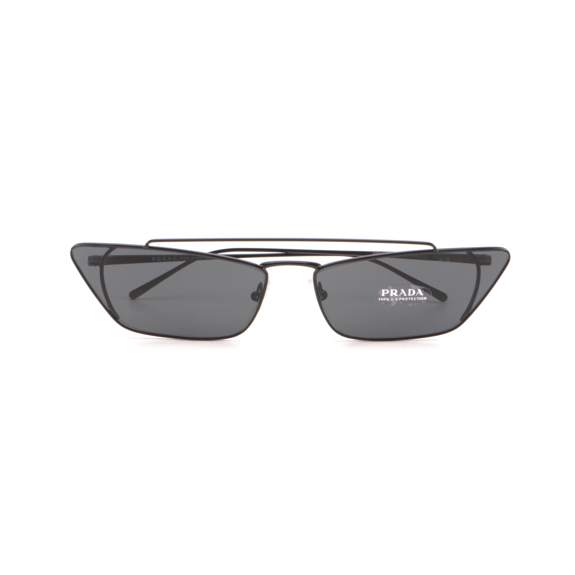 Prada SPR64U Narrow Butterfly Sunglasses in Black with Case