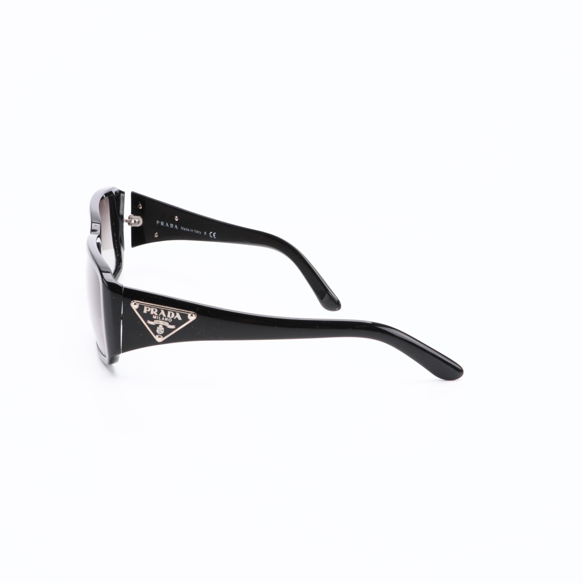 Prada SPR 16L Black Rectangle Sunglasses with Case