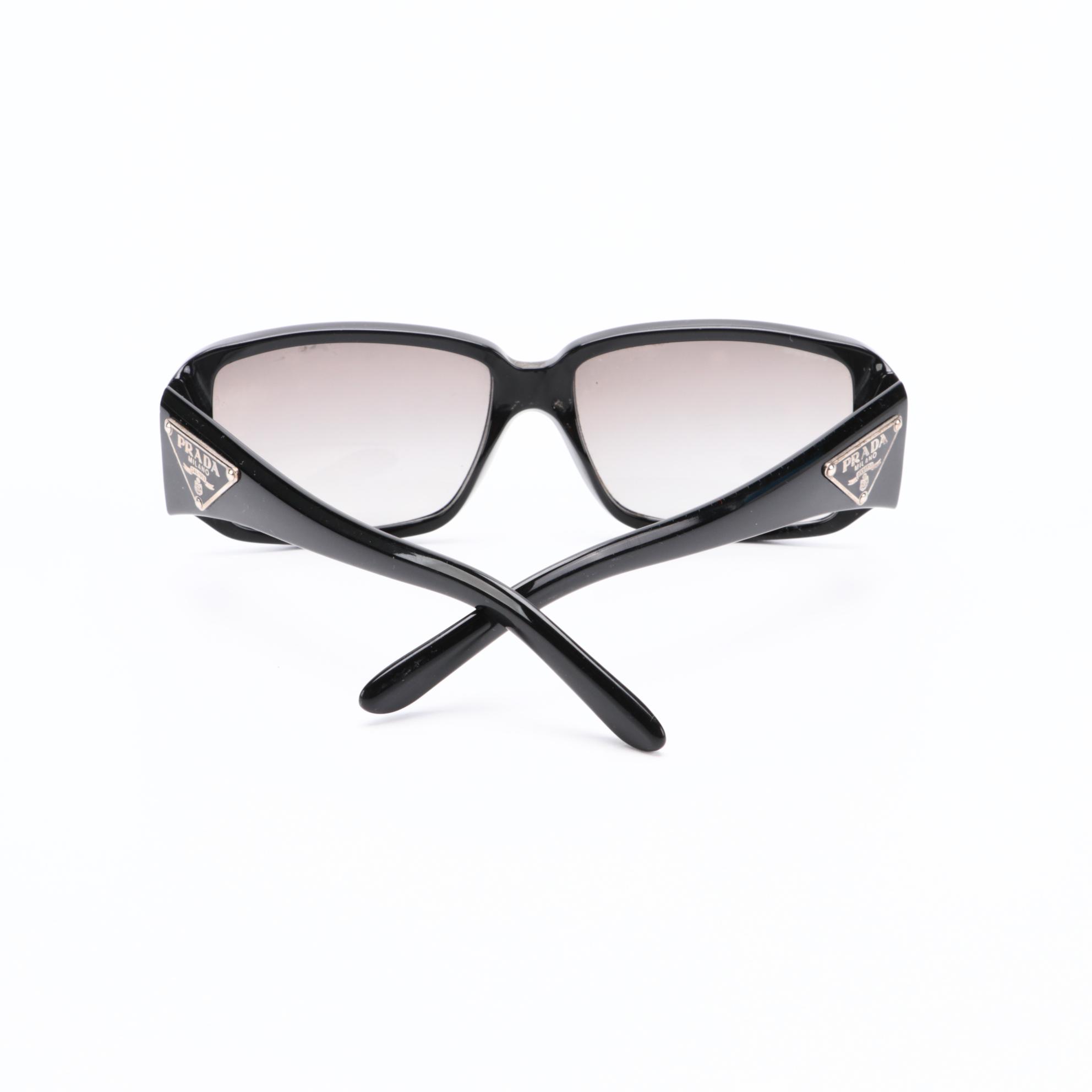 Prada SPR 16L Black Rectangle Sunglasses with Case