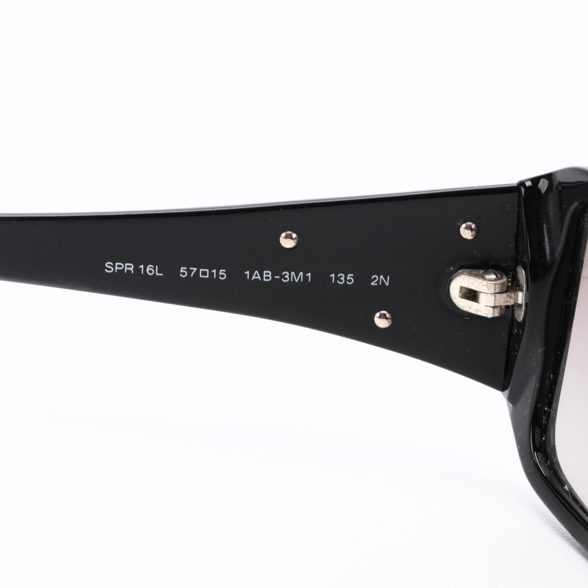 Prada SPR 16L Black Rectangle Sunglasses with Case